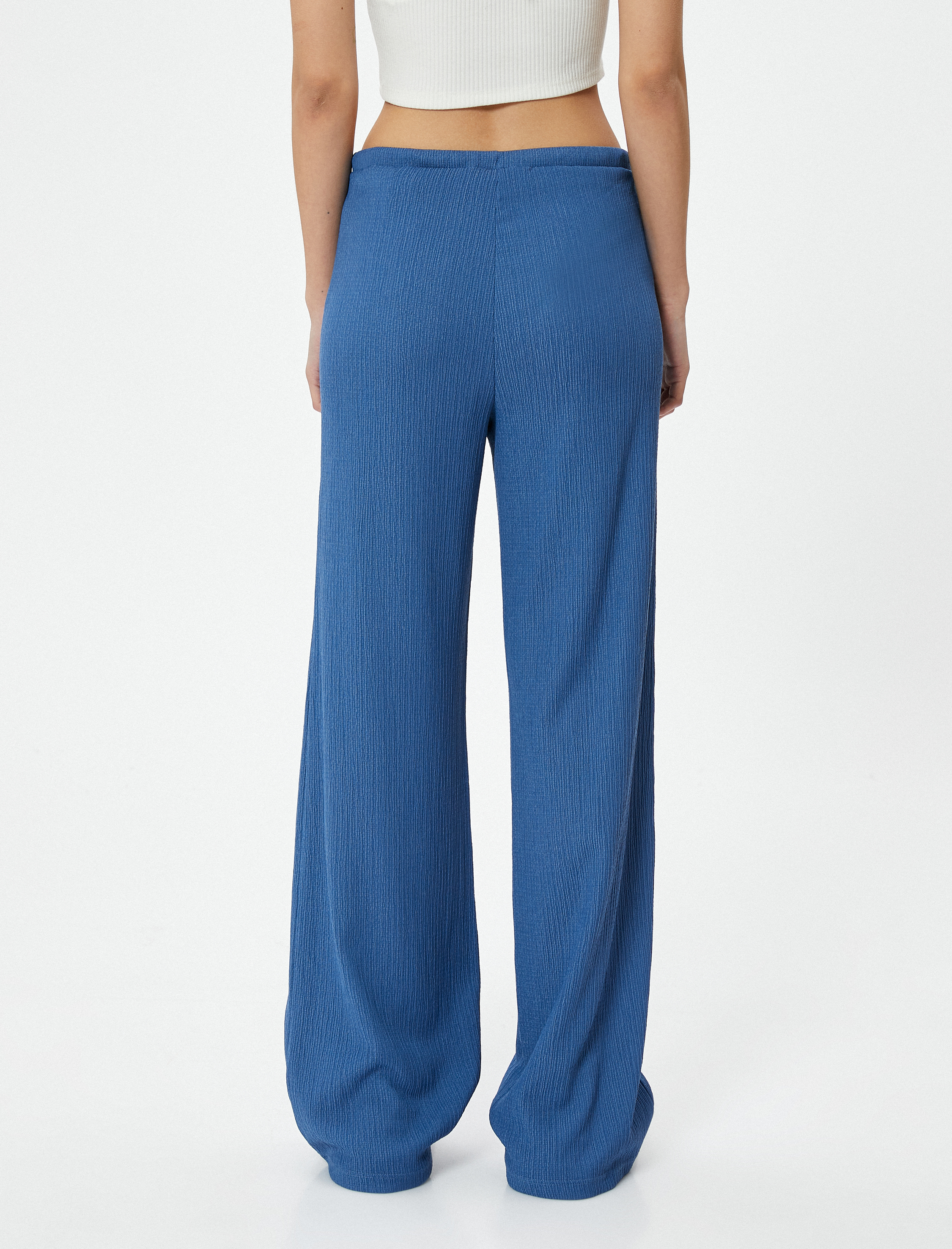   Bol Paça Pantolon Beli Bağlamalı Fitilli Bürümcük