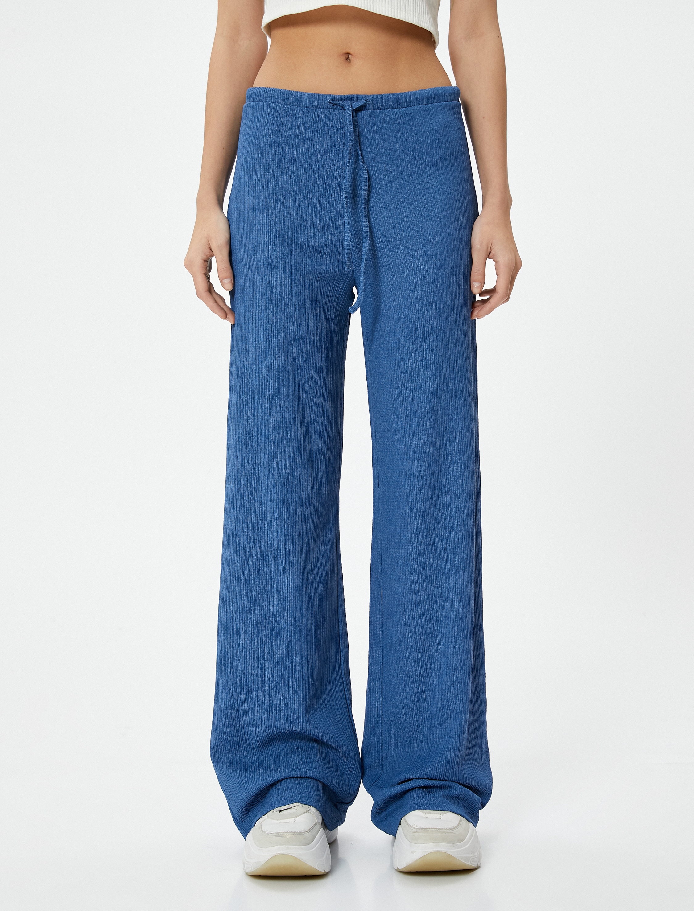   Bol Paça Pantolon Beli Bağlamalı Fitilli Bürümcük