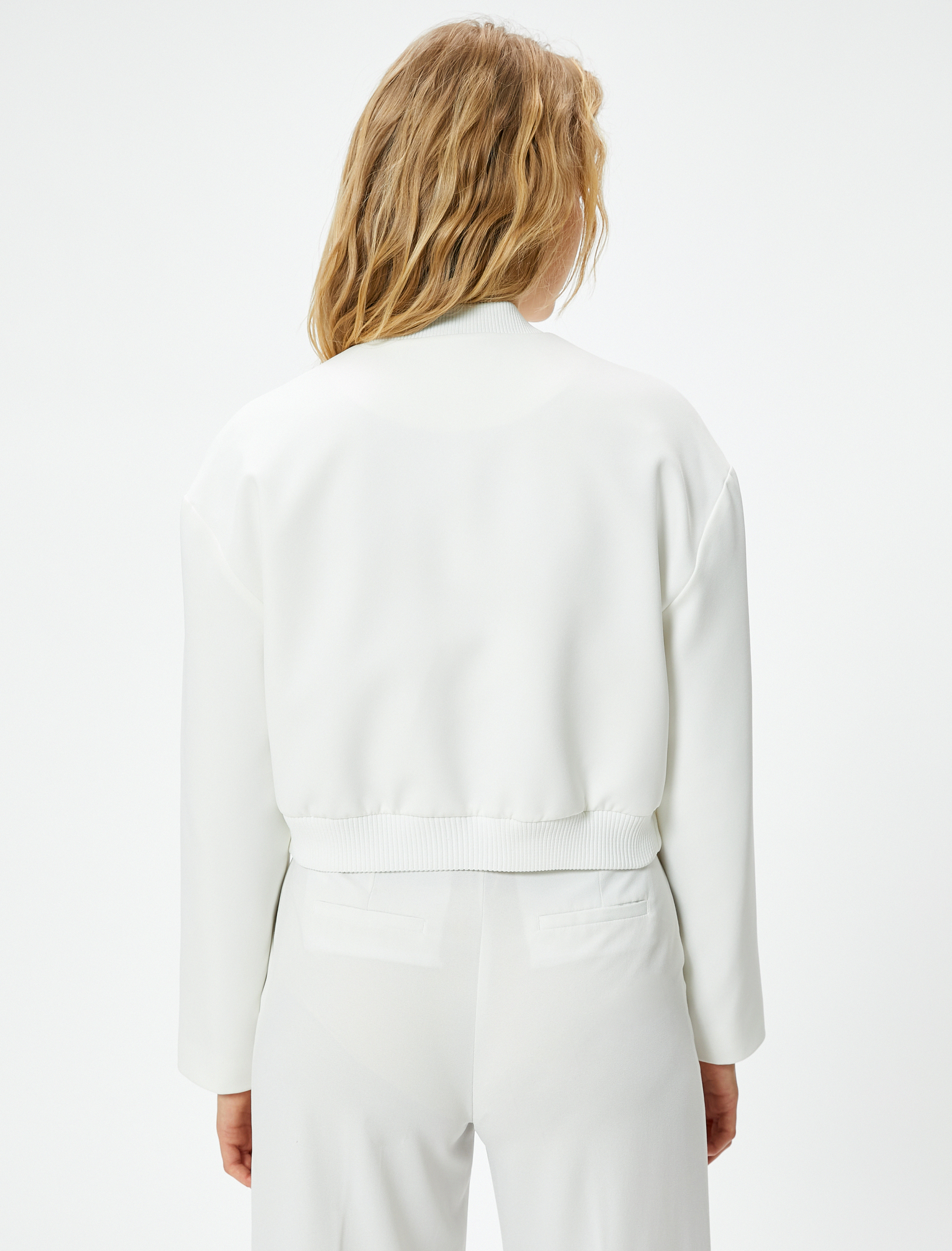   Crop Bomber Ceket Çıtçıt Düğmeli Ribanalı