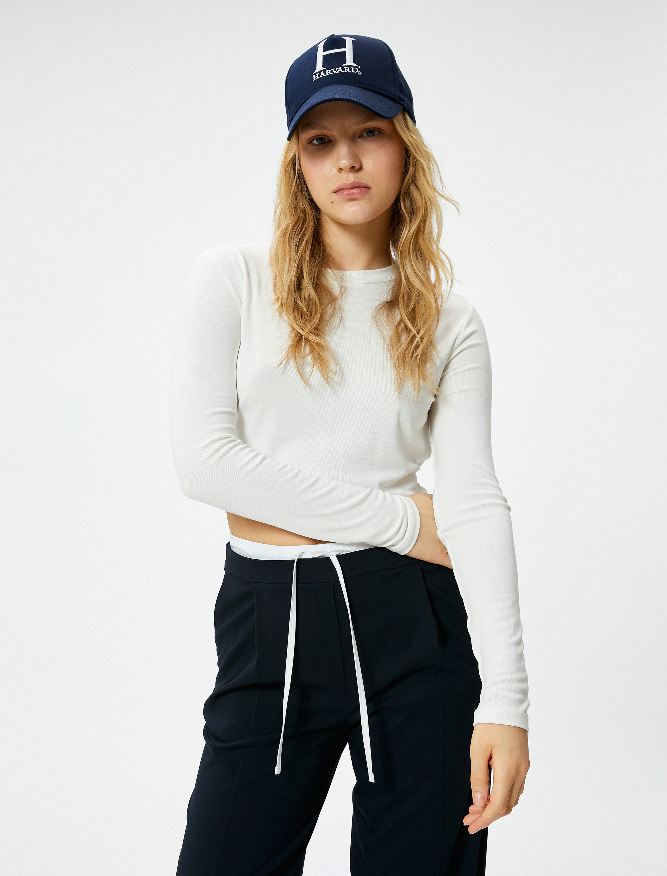   Crop Uzun Kollu Body Bisiklet Yaka Viskon