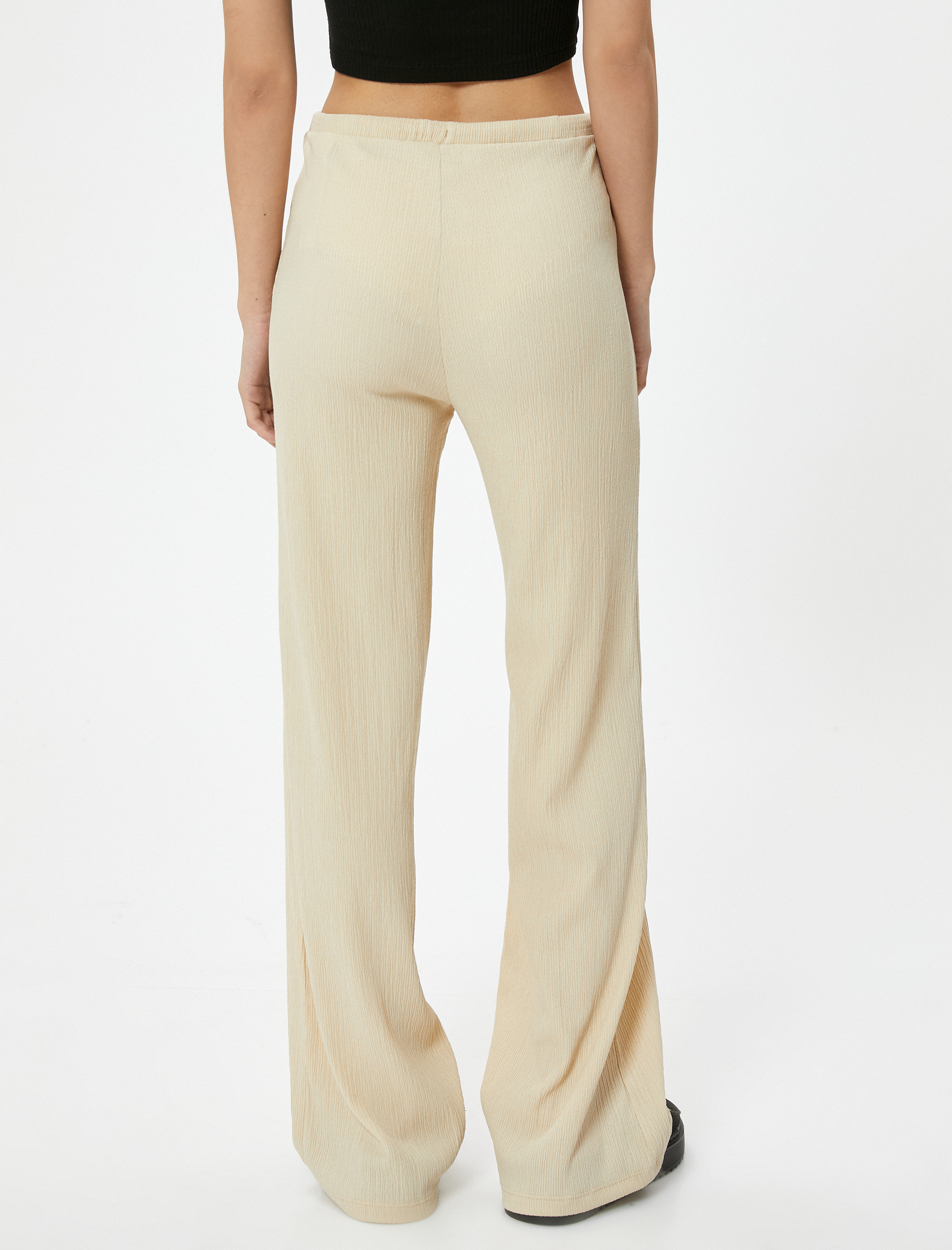   Bol Paça Pantolon Beli Bağlamalı Fitilli Bürümcük