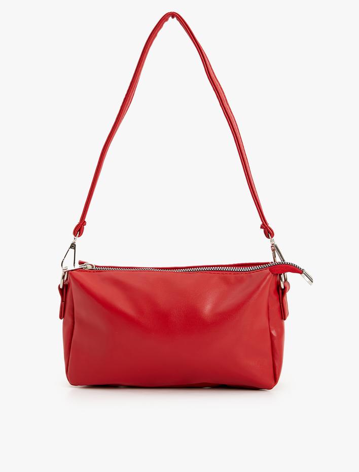 Kadın Omuz Çantası Suni Deri Fermuarlı Askılı Geometrik