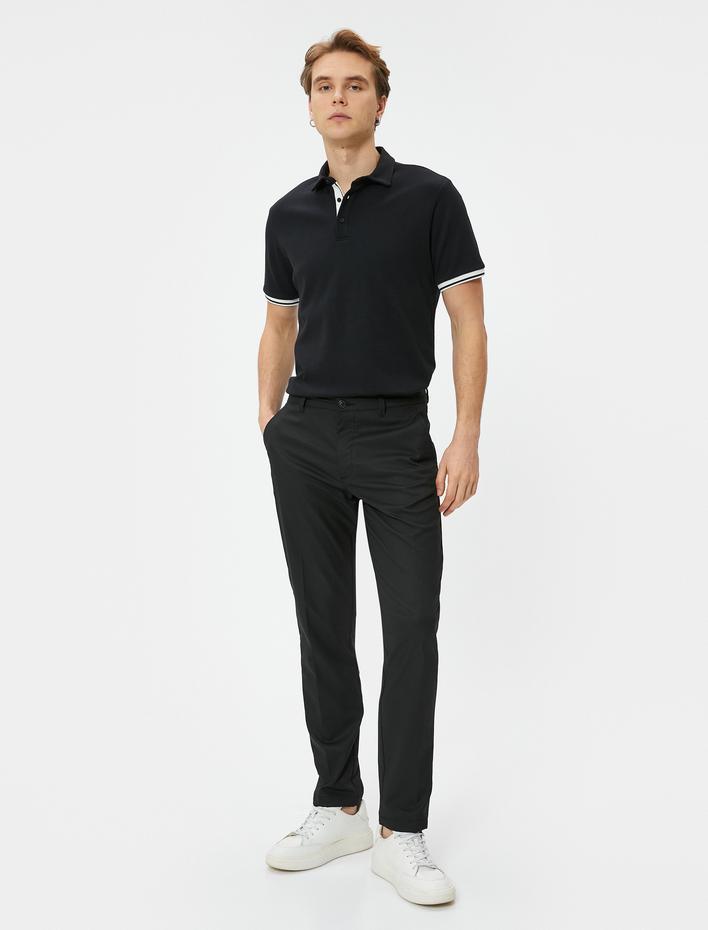  Polo Yaka Tişört Slim Fit Düğmeli Kısa Kollu