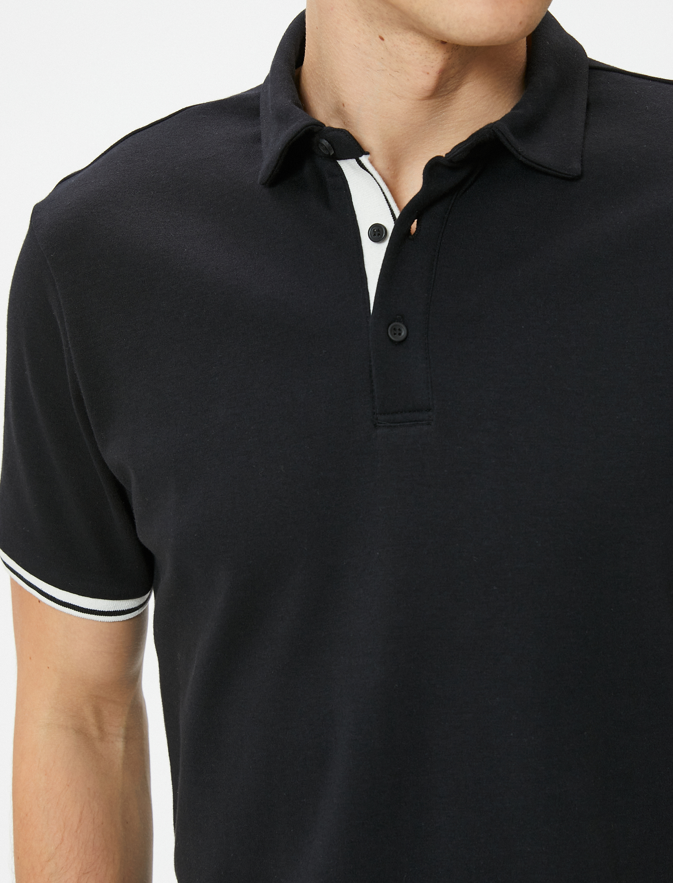   Polo Yaka Tişört Slim Fit Düğmeli Kısa Kollu