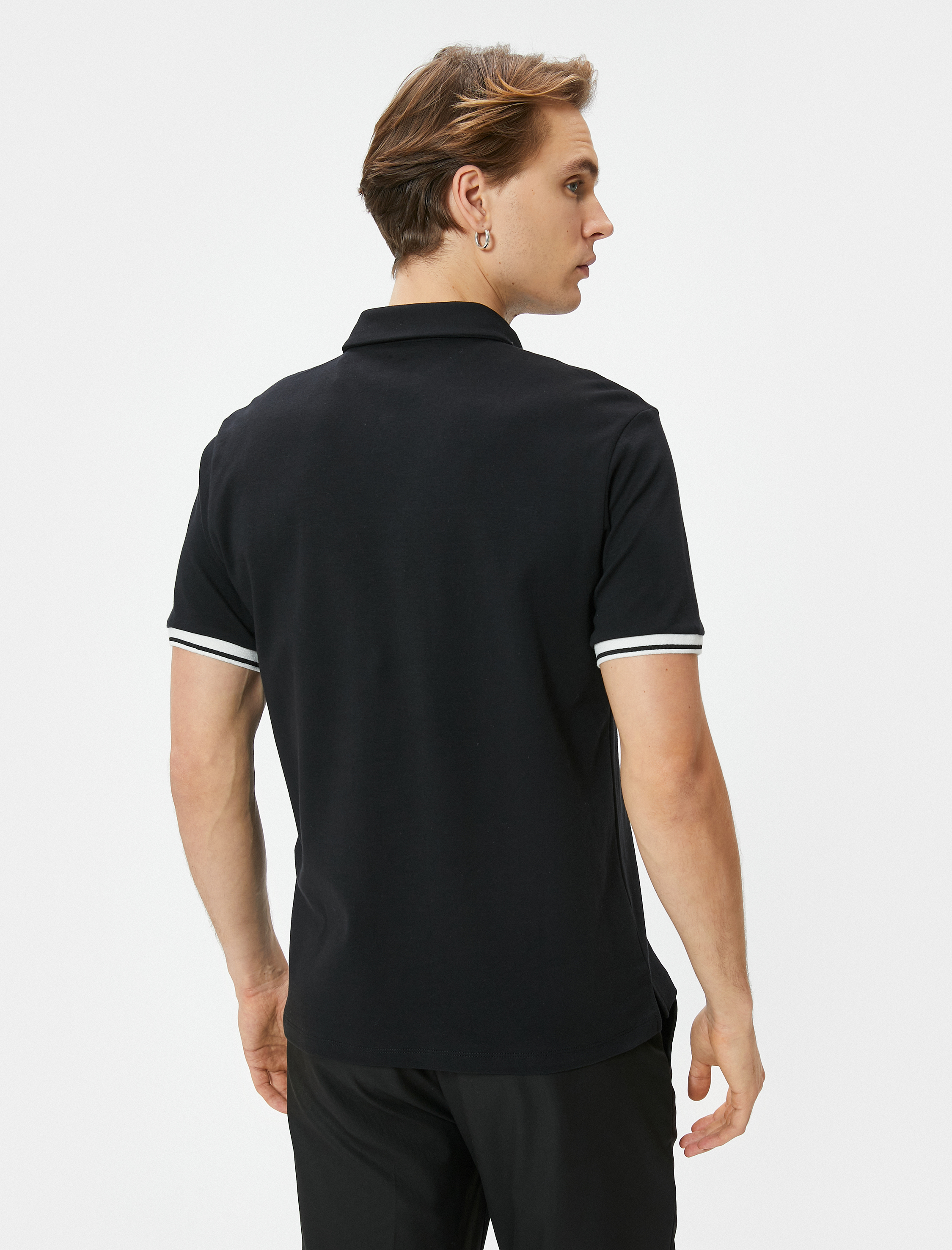   Polo Yaka Tişört Slim Fit Düğmeli Kısa Kollu