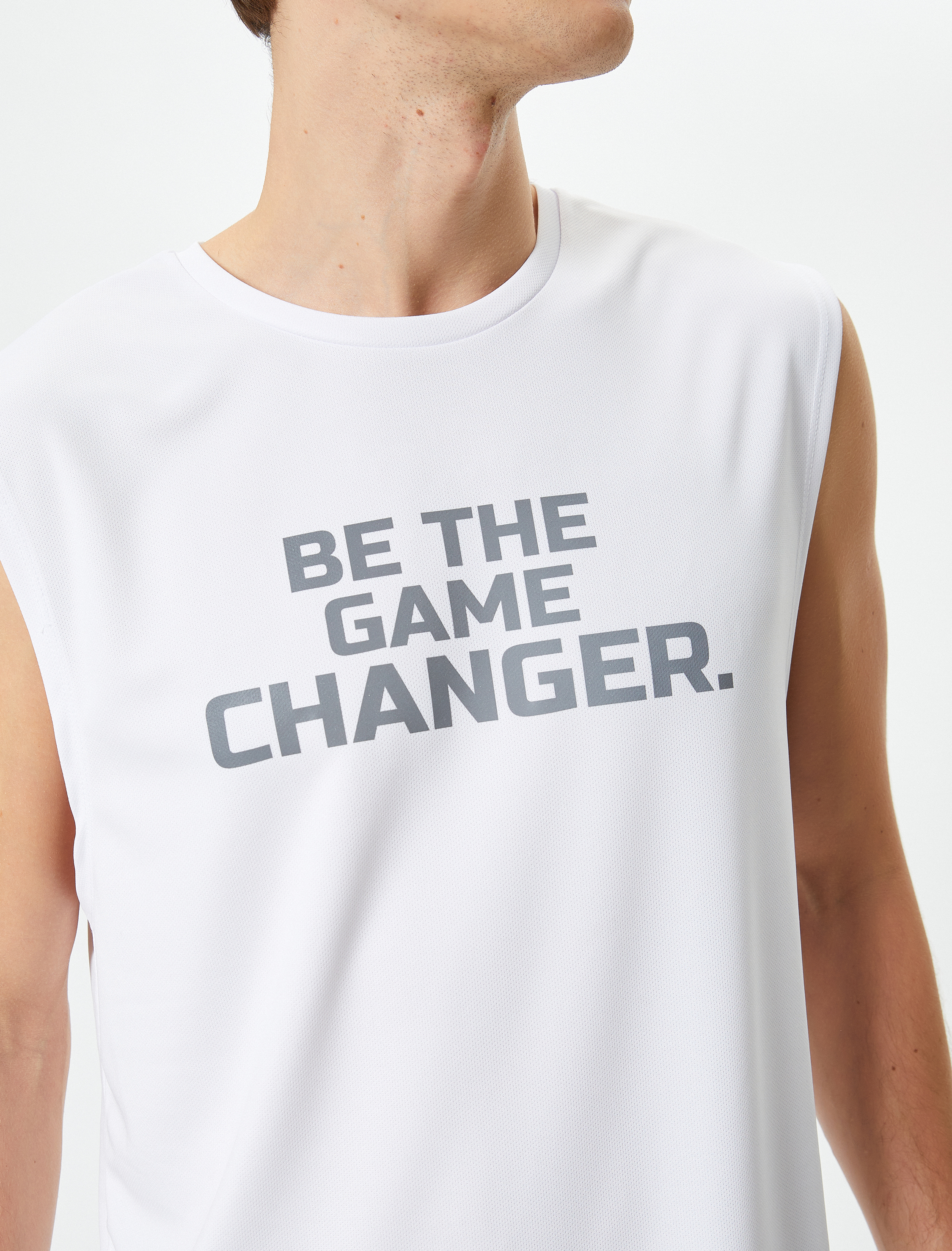   Sporcu Atleti Kolsuz Slogan Baskılı Bisiklet Yaka