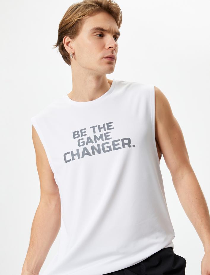  Sporcu Atleti Kolsuz Slogan Baskılı Bisiklet Yaka