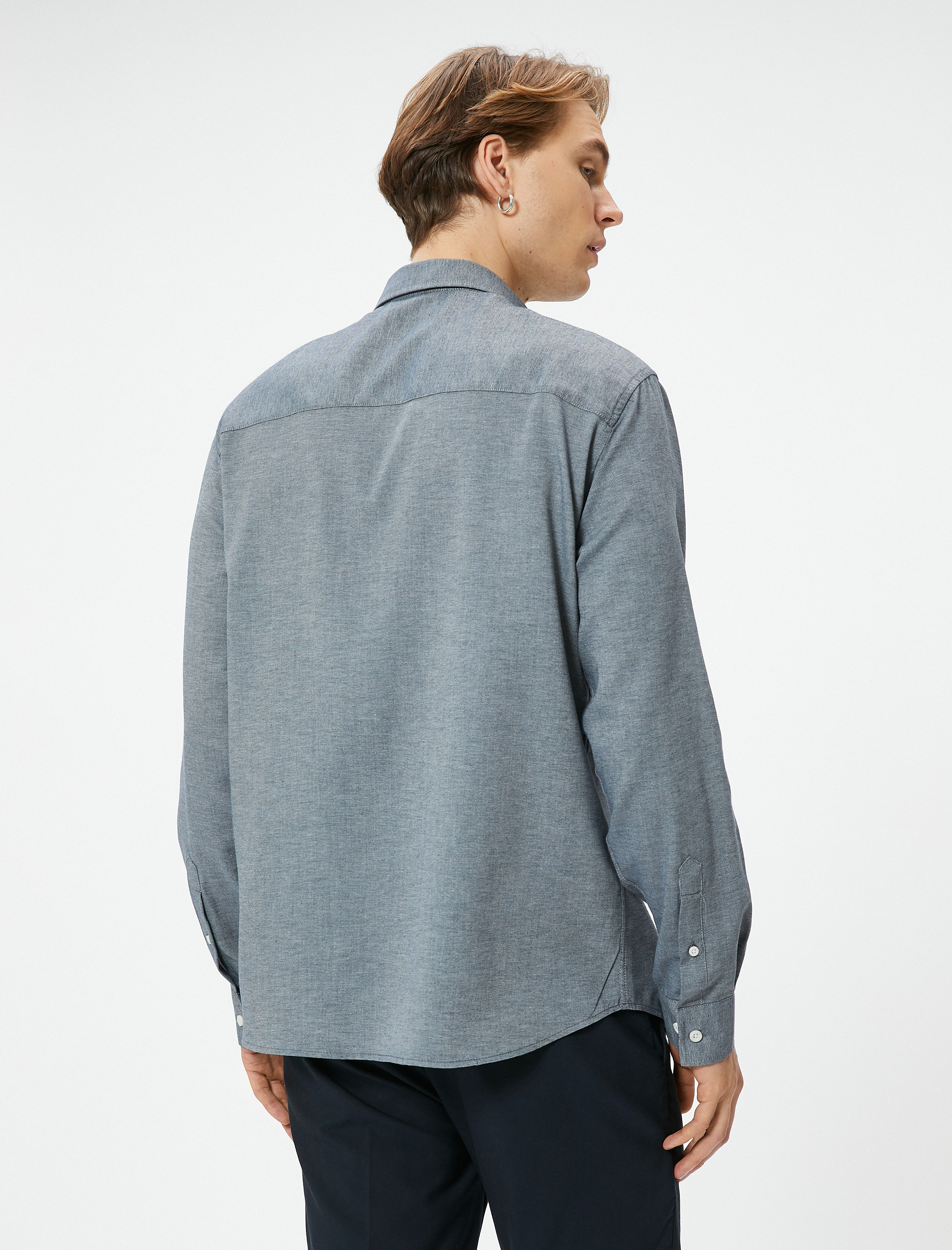 Slim Fit Gömlek Uzun Kollu Klasik Yaka Düğmeli