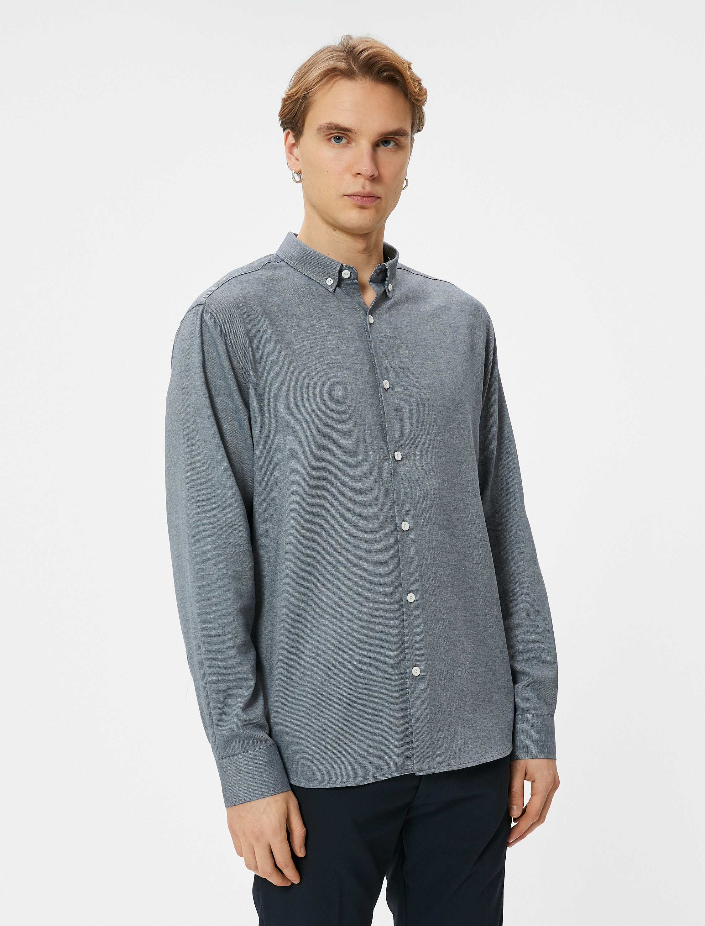 Slim Fit Gömlek Uzun Kollu Klasik Yaka Düğmeli