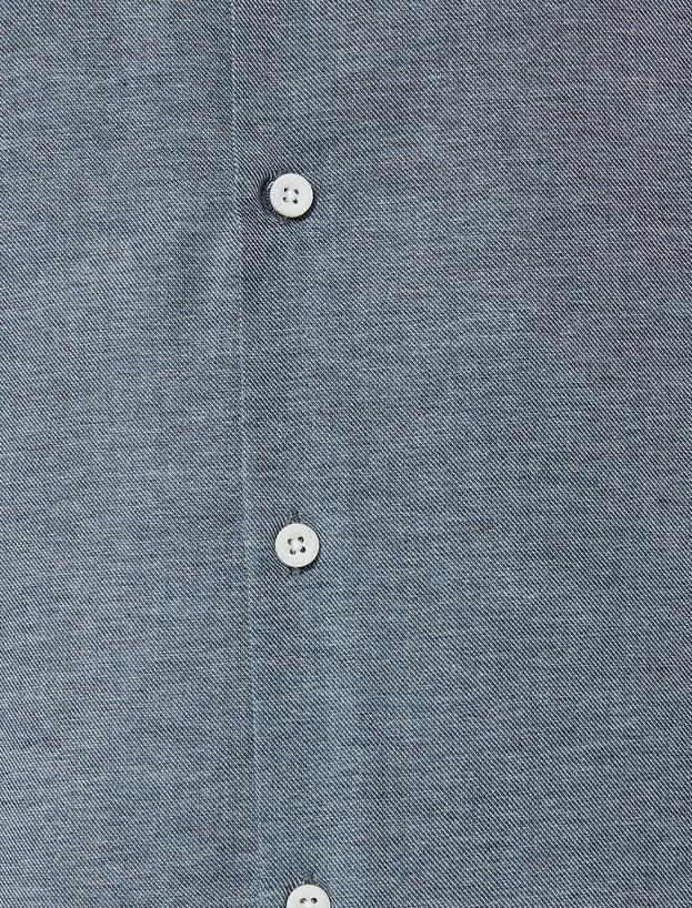 Slim Fit Gömlek Uzun Kollu Klasik Yaka Düğmeli_5