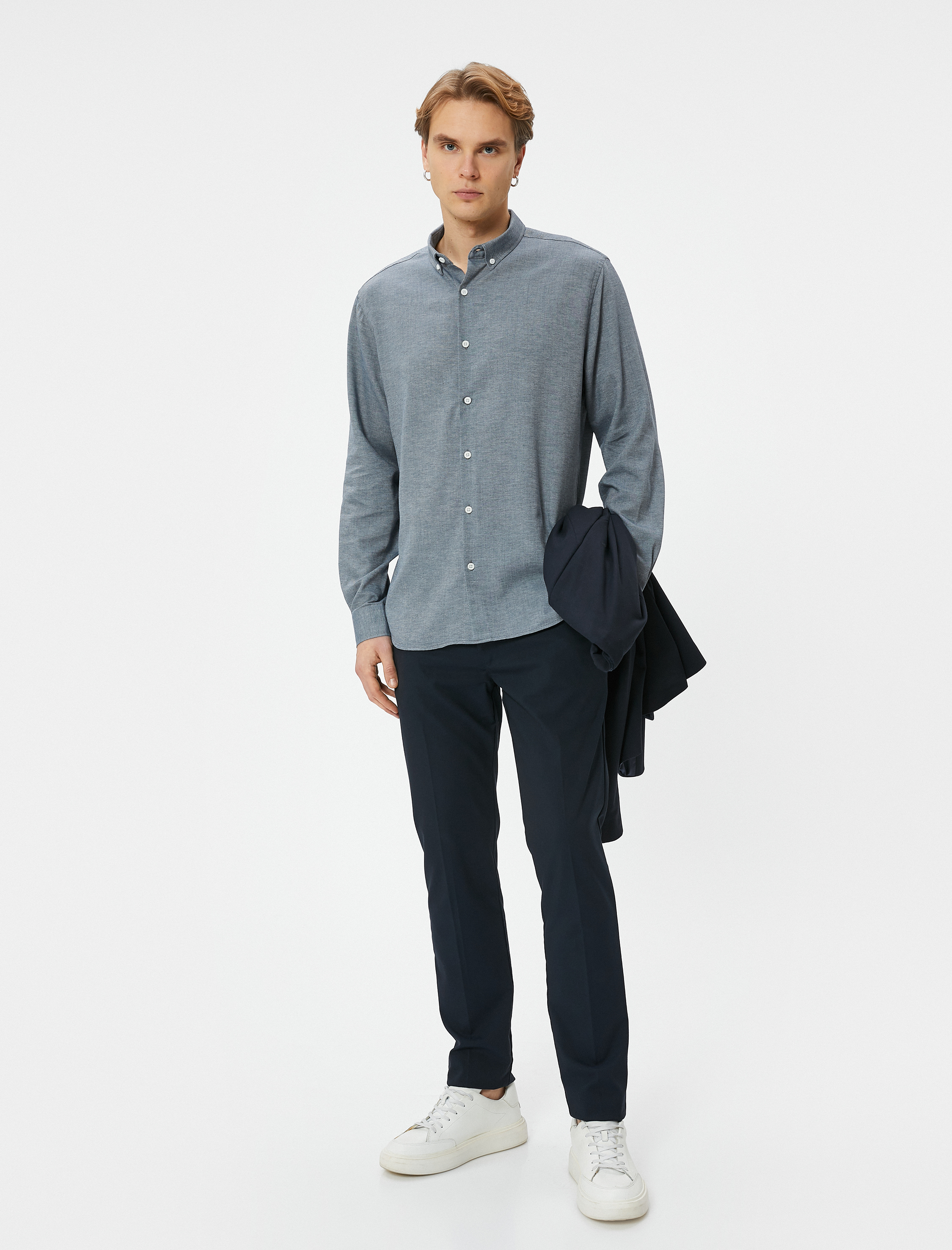 Slim Fit Gömlek Uzun Kollu Klasik Yaka Düğmeli