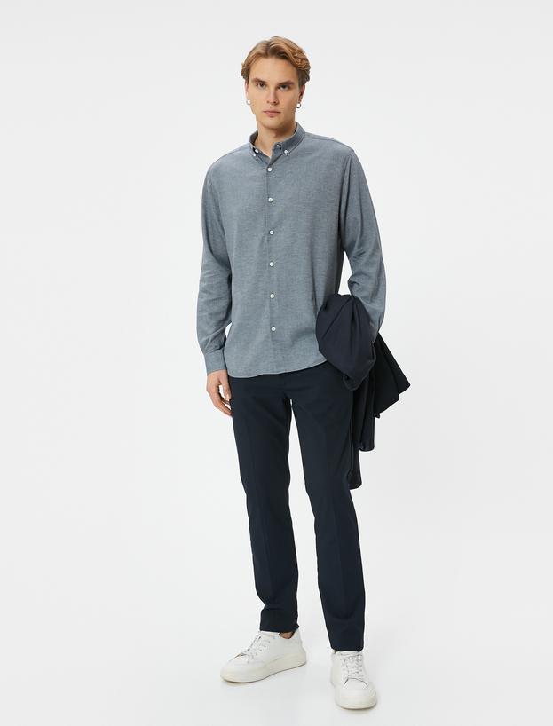 Slim Fit Gömlek Uzun Kollu Klasik Yaka Düğmeli_1