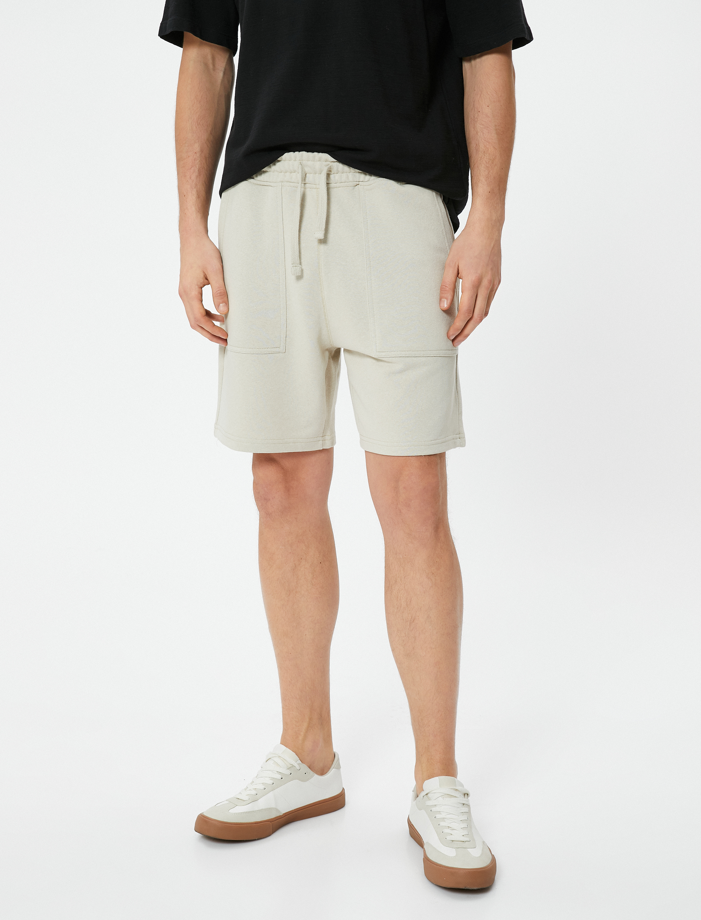 Basic Dokuma Şort Beli Bağcıklı Cep Detaylı