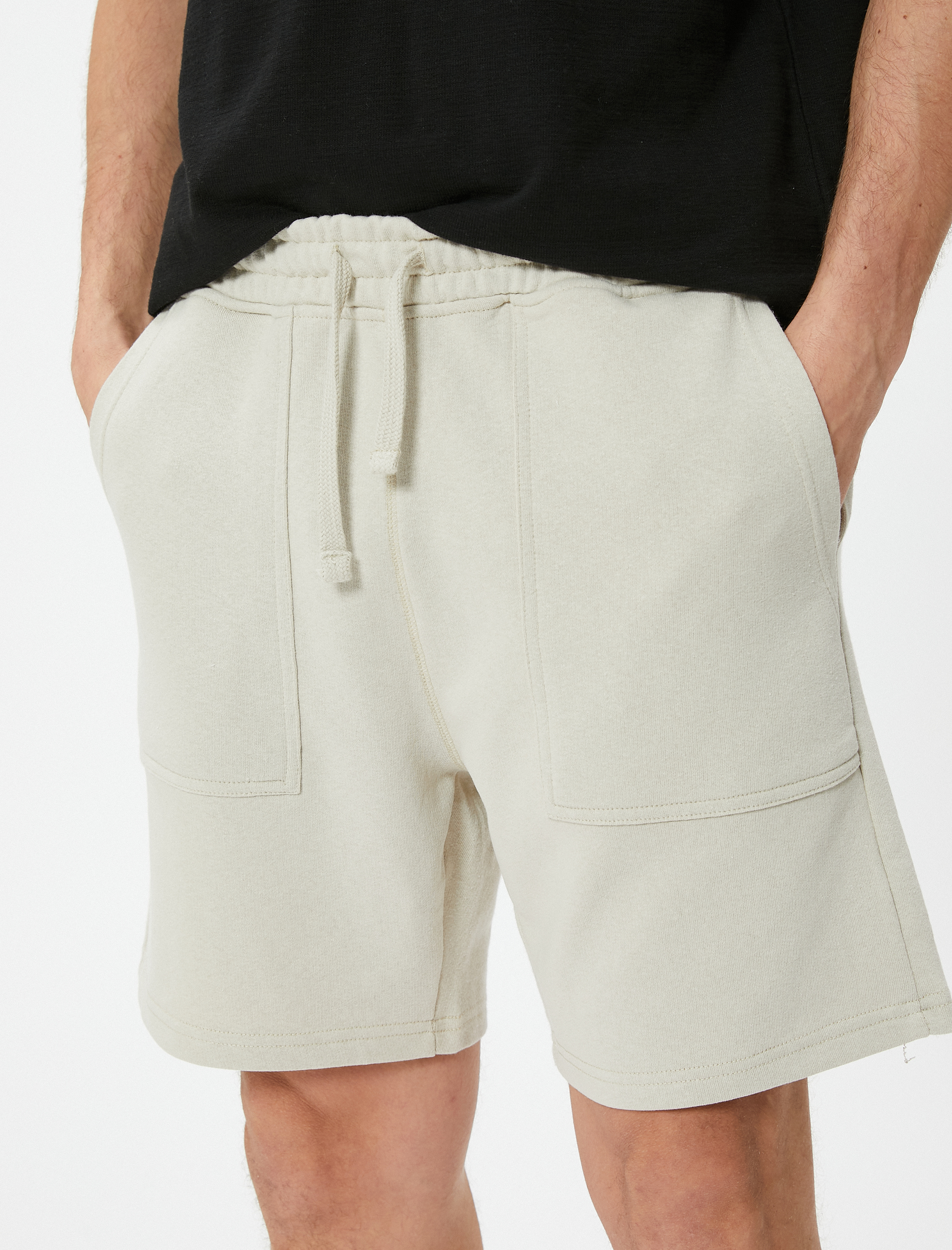 Basic Dokuma Şort Beli Bağcıklı Cep Detaylı