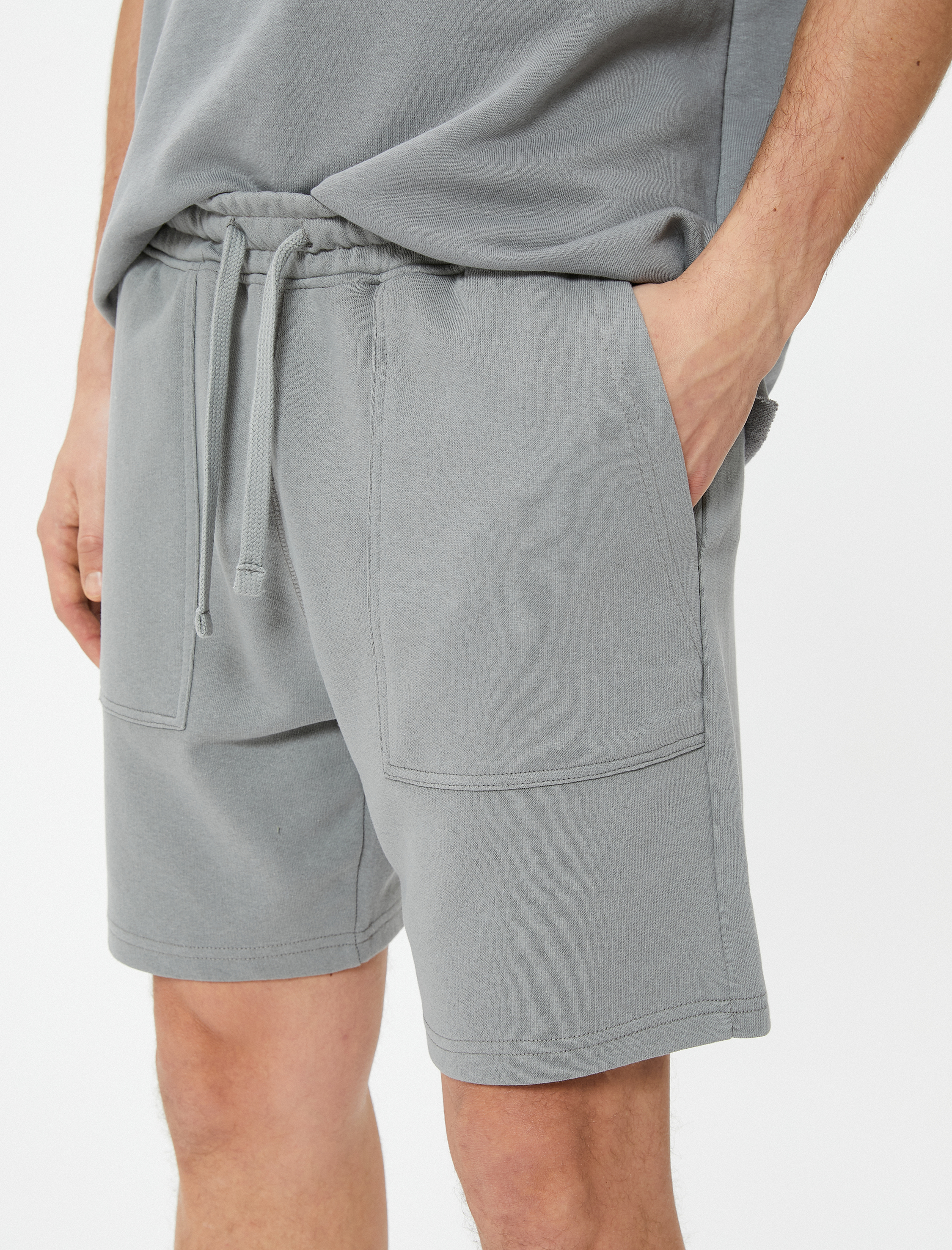   Basic Dokuma Şort Beli Bağcıklı Cep Detaylı