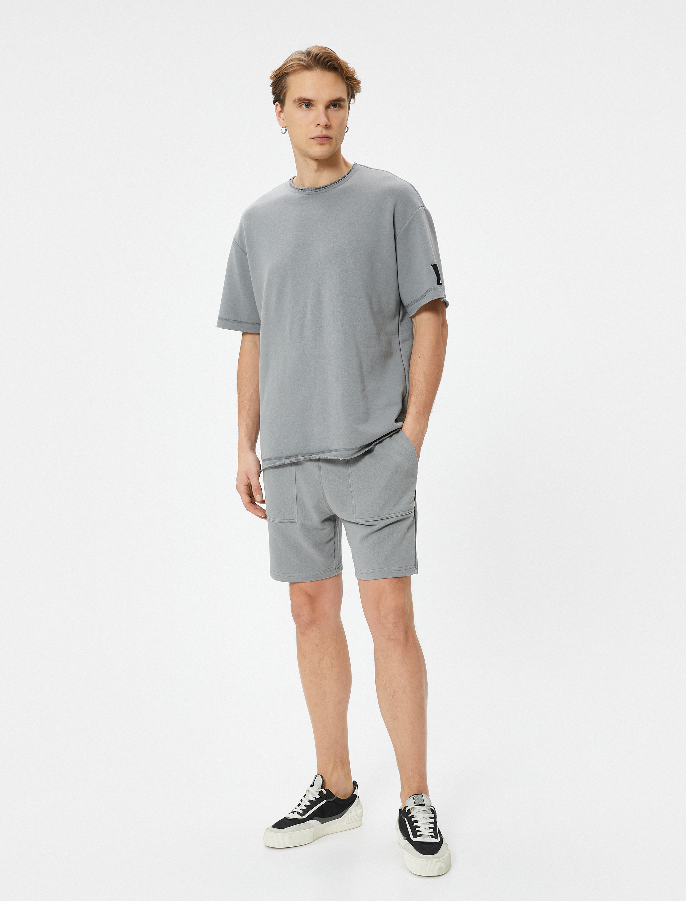   Basic Dokuma Şort Beli Bağcıklı Cep Detaylı