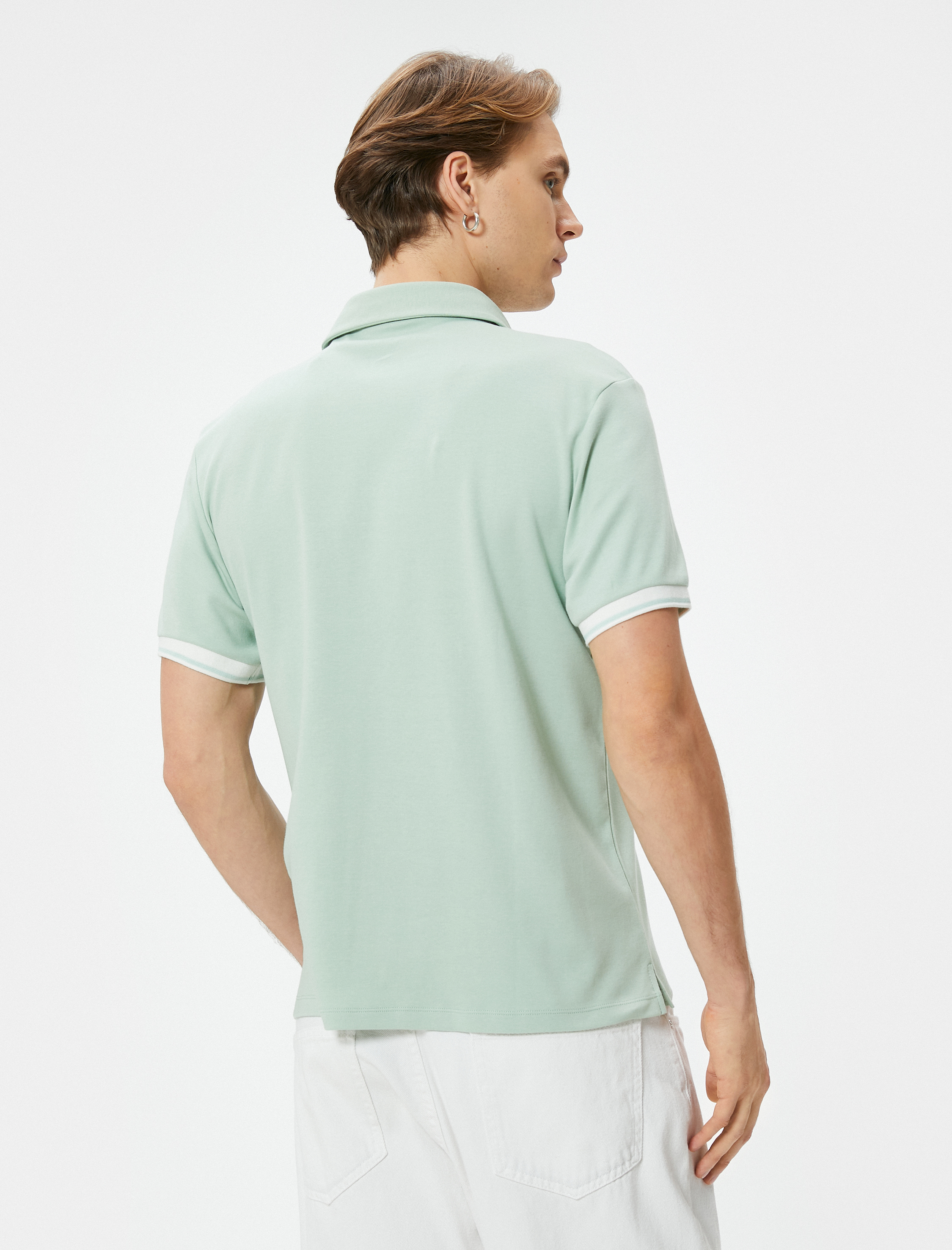   Polo Yaka Tişört Slim Fit Düğmeli Kısa Kollu