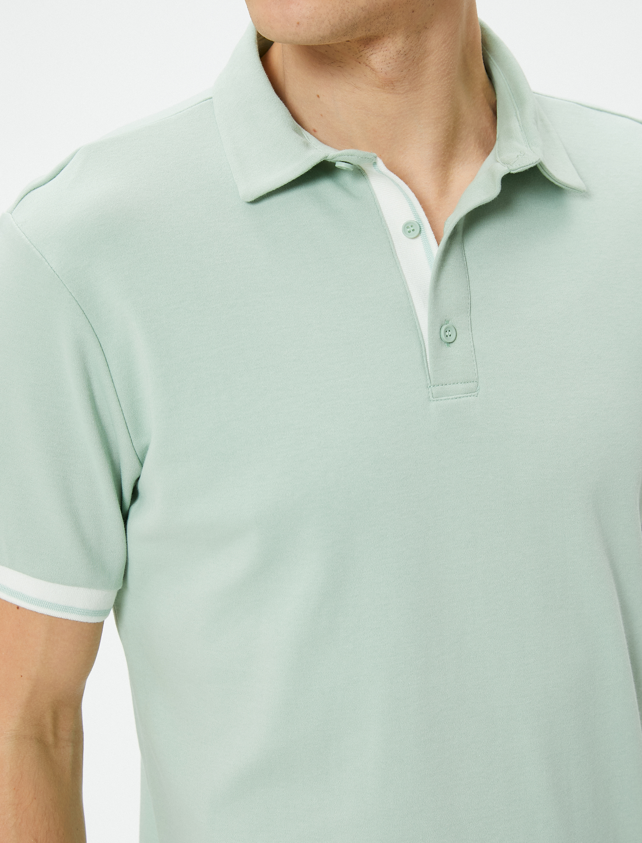   Polo Yaka Tişört Slim Fit Düğmeli Kısa Kollu