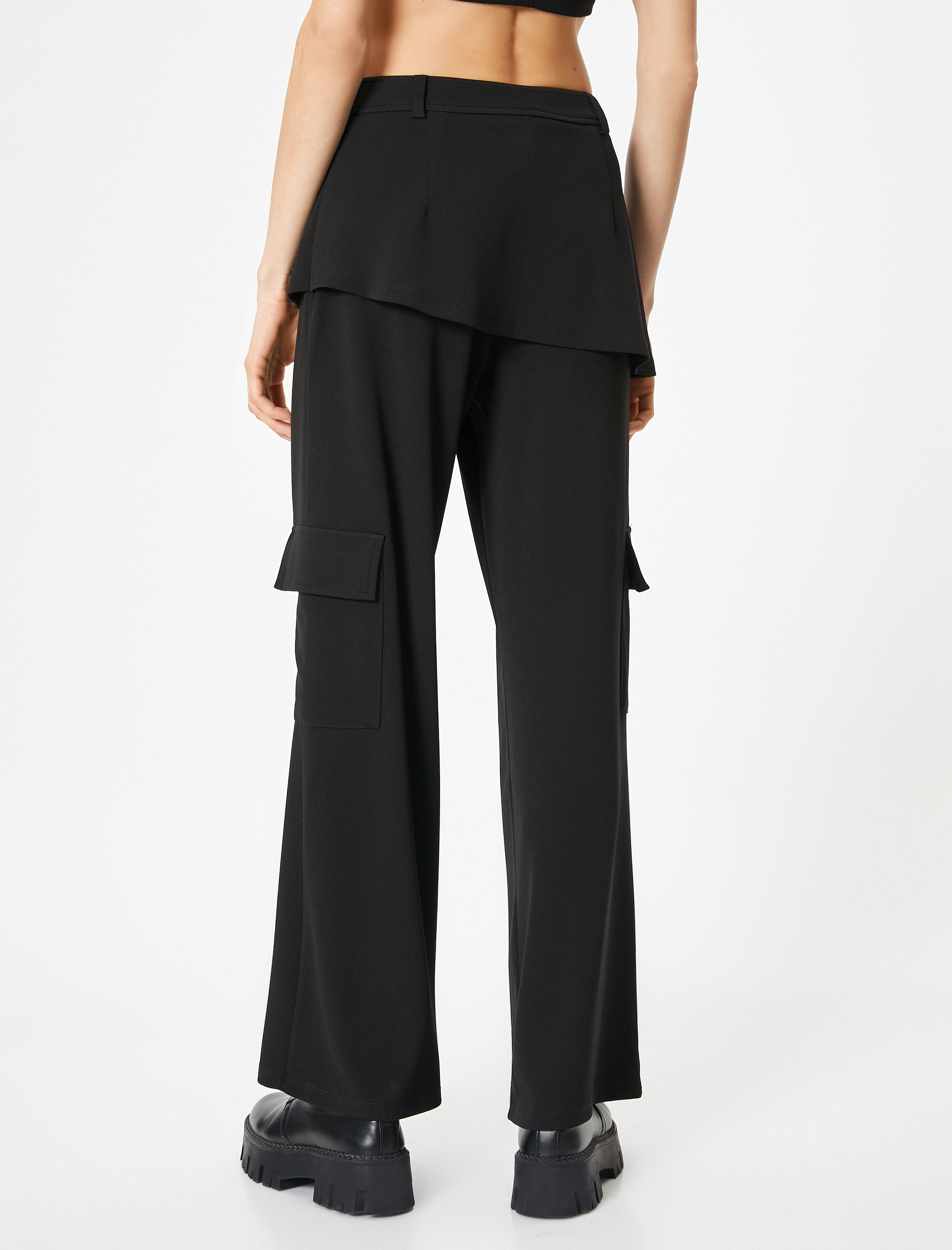   Kargo Pantolon Cep Detaylı Etekli Düz Paça