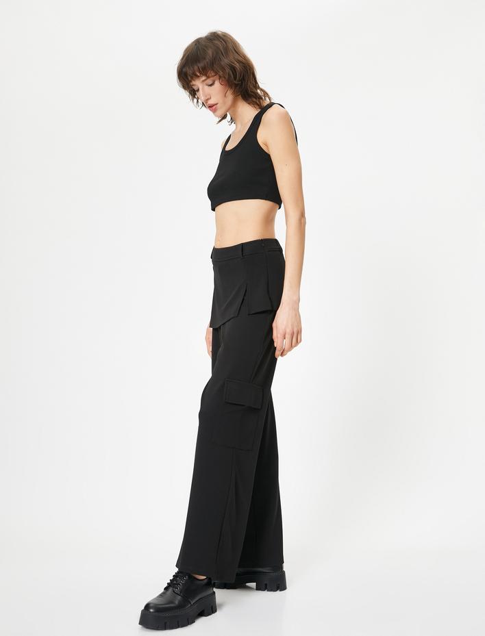  Kargo Pantolon Cep Detaylı Etekli Düz Paça