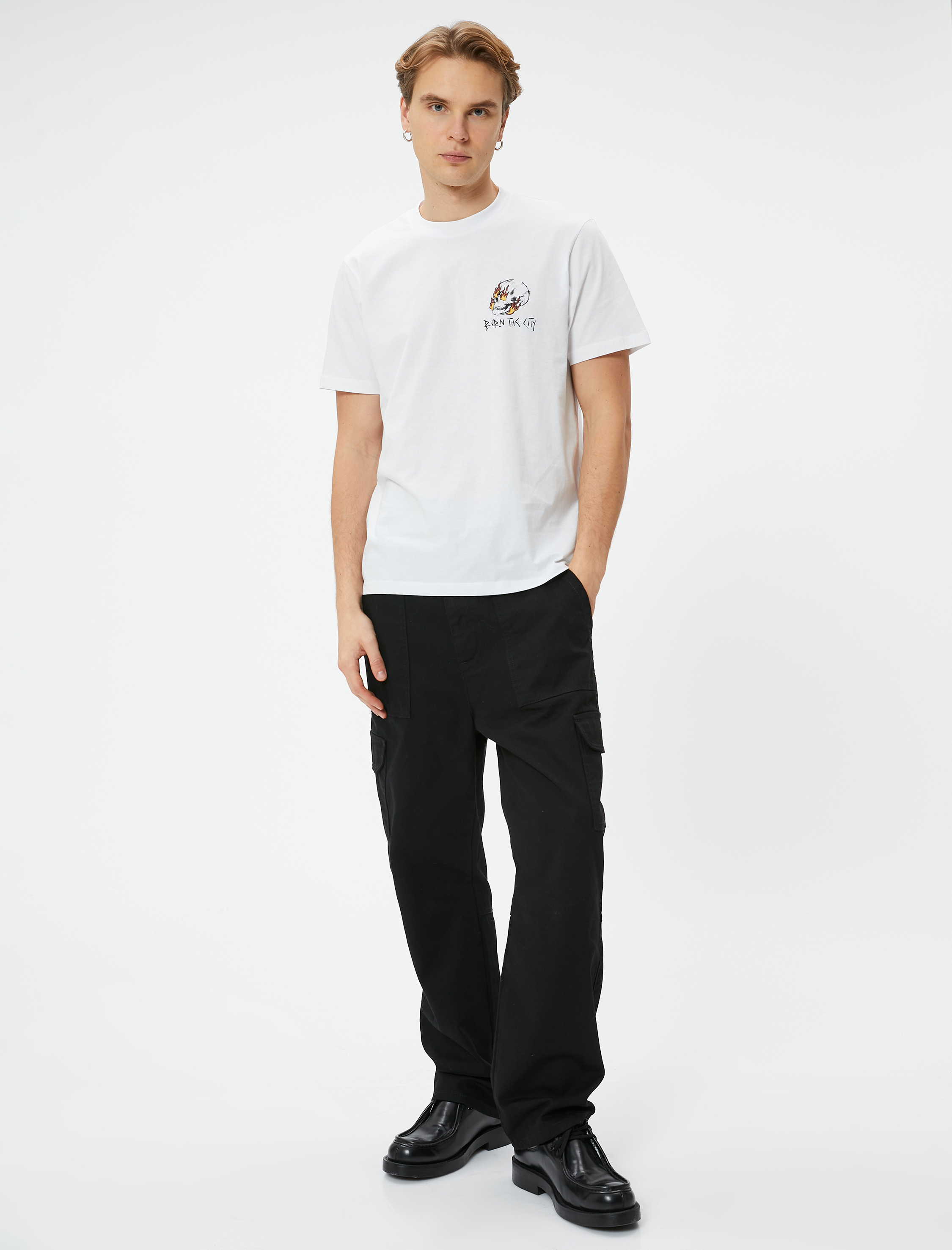   Arkası Baskılı Tişört Sloganlı Bisiklet Yaka Kısa Kollu