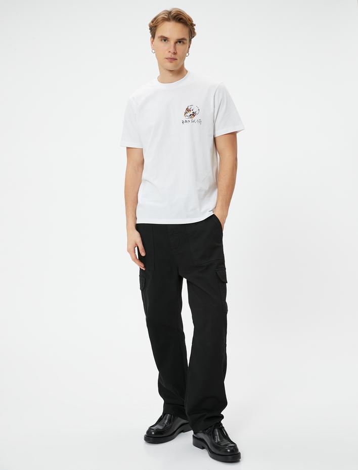  Arkası Baskılı Tişört Sloganlı Bisiklet Yaka Kısa Kollu