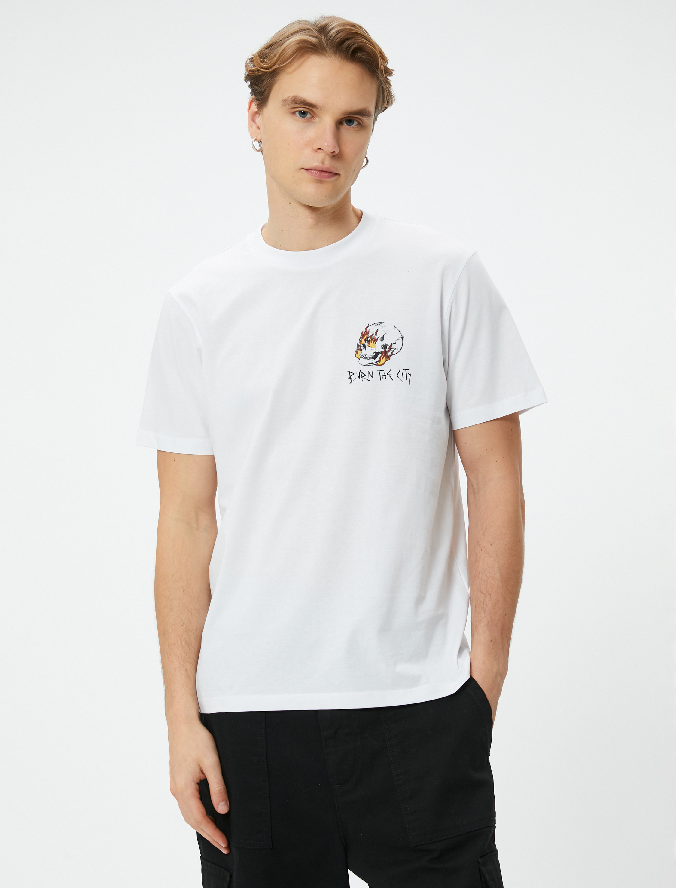   Arkası Baskılı Tişört Sloganlı Bisiklet Yaka Kısa Kollu