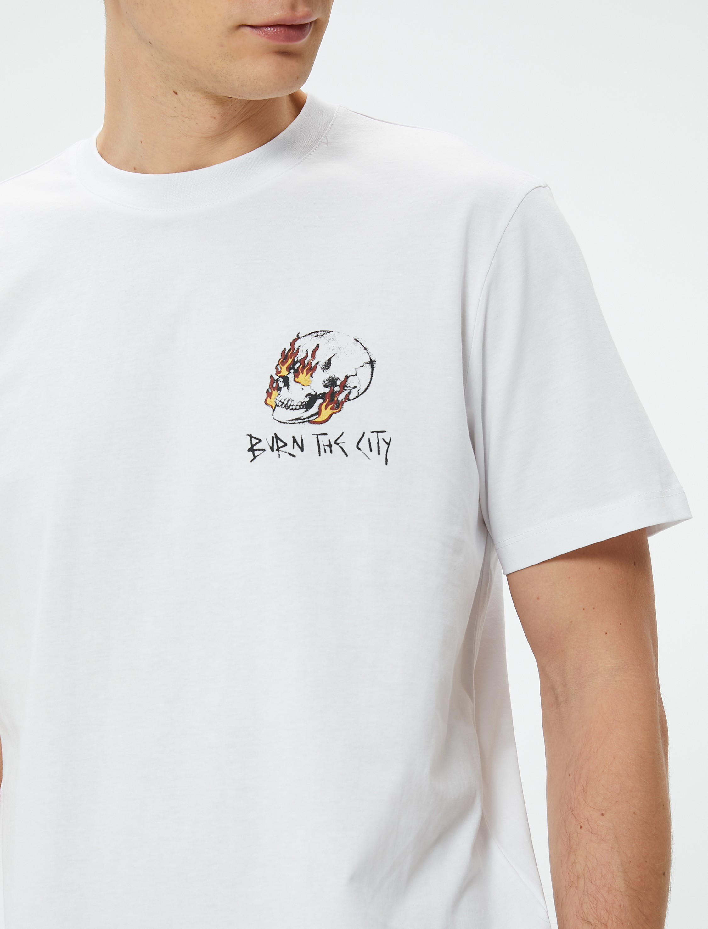   Arkası Baskılı Tişört Sloganlı Bisiklet Yaka Kısa Kollu