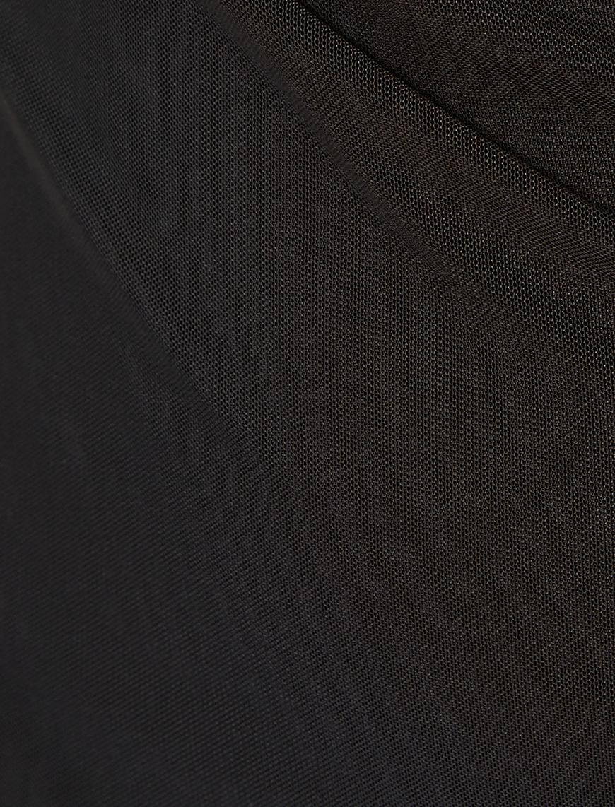   Mini Şifon Elbise İnce Askılı Degaje Yaka Fiyonk Detaylı