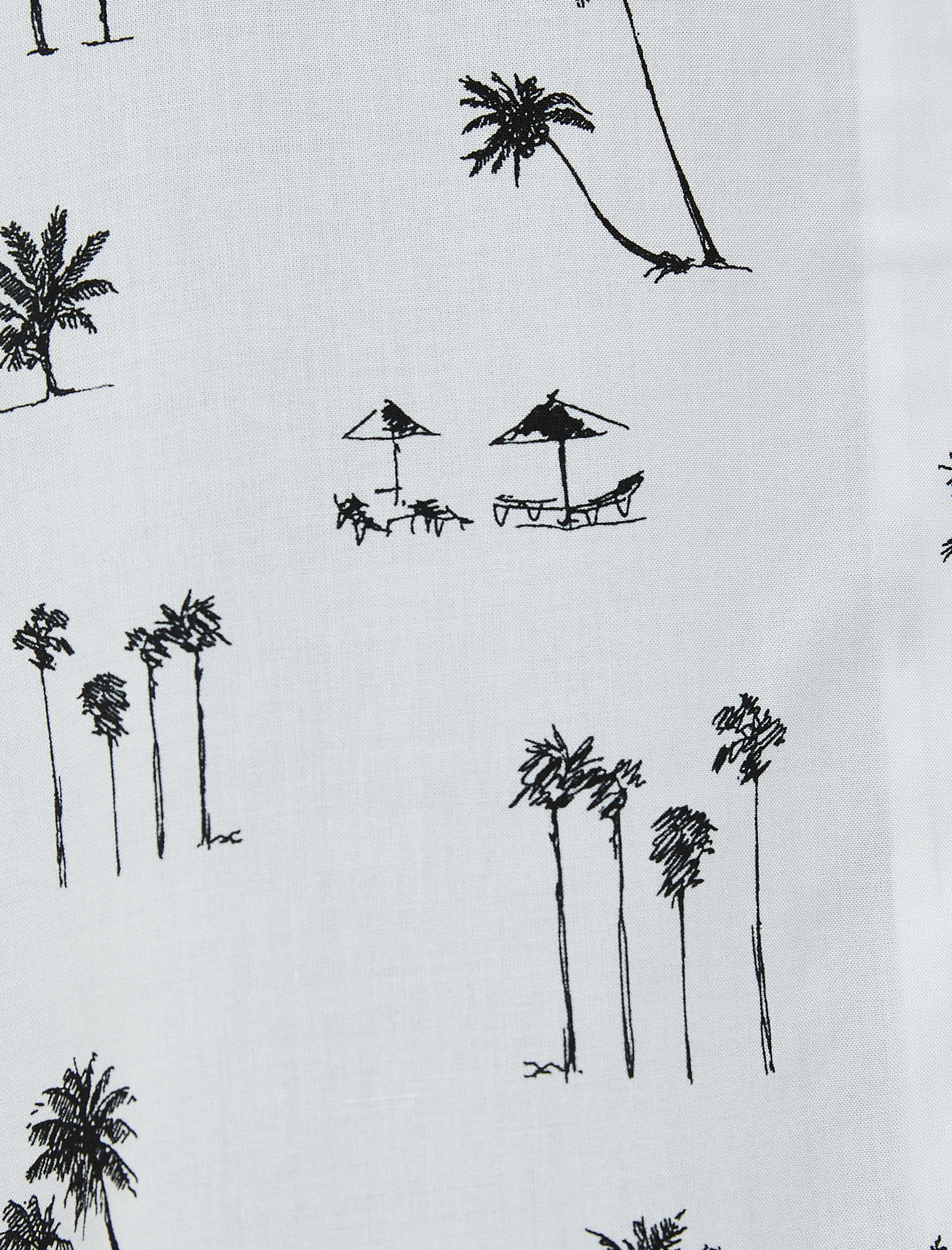   Yazlık Gömlek Palmiye Desenli Kısa Kollu Devrik Yaka Viskon Regular Fit