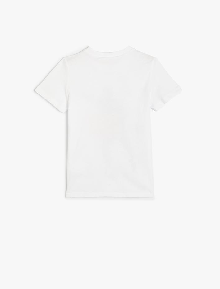 Erkek Çocuk Futbol Baskılı Tişört Kısa Kollu Bisiklet Yaka Pamuklu