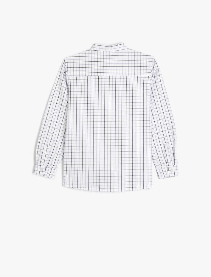 Erkek Çocuk Uzun Kollu Gömlek Pamuklu Düğmeli Klasik Yaka