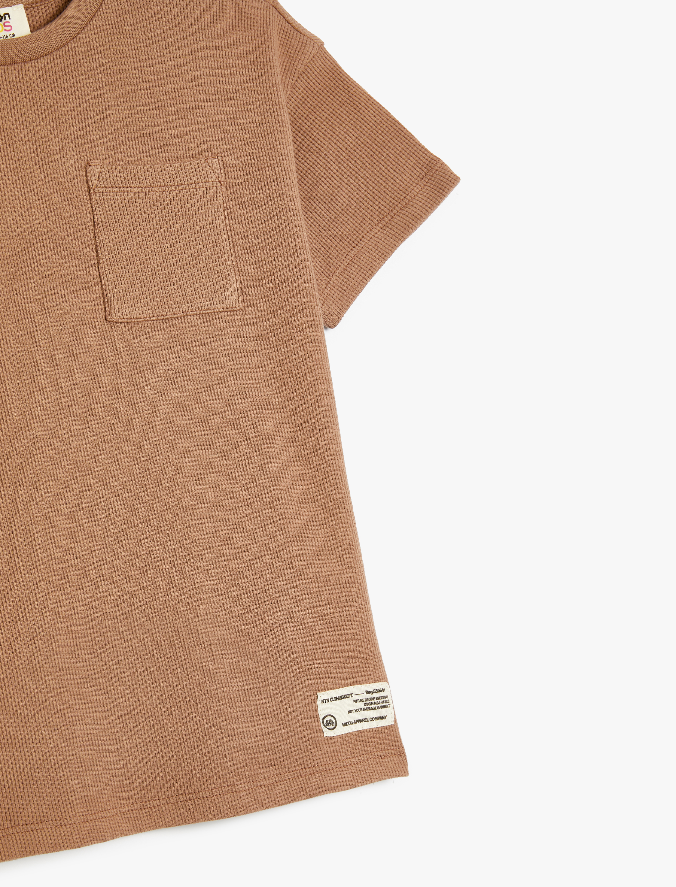  Erkek Çocuk Basic Tişört Kısa Kollu Bisiklet Yaka Cep Detaylı Pamuklu