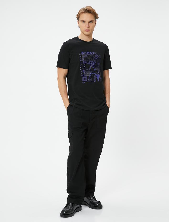  Anime Tişört Bisiklet Yaka Kısa Kollu Pamuklu