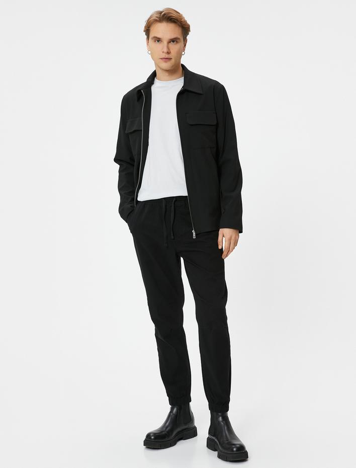  Slim Fit Pantolon Jogger Beli Bağcıklı Cep Detaylı