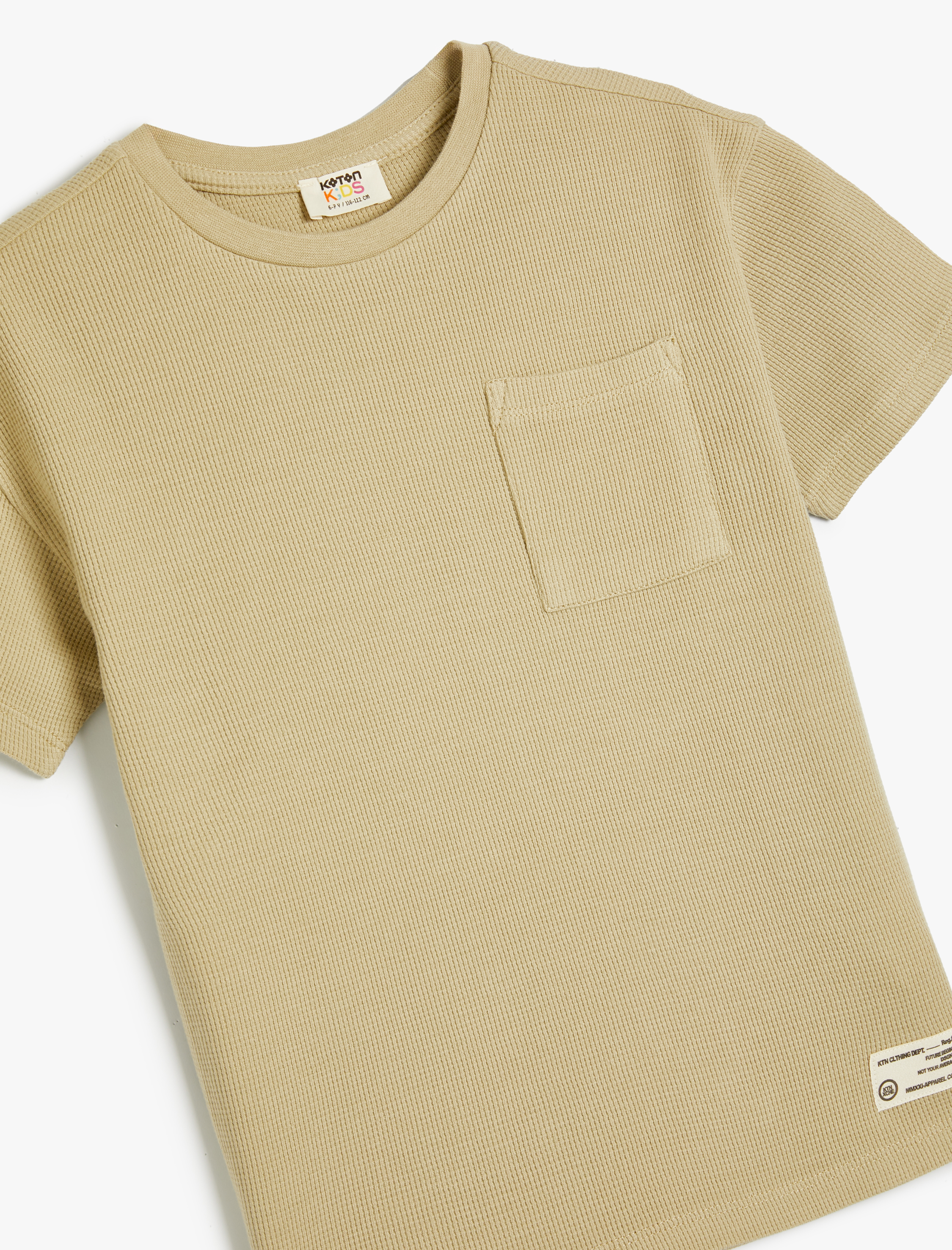  Erkek Çocuk Basic Tişört Kısa Kollu Bisiklet Yaka Cep Detaylı Pamuklu