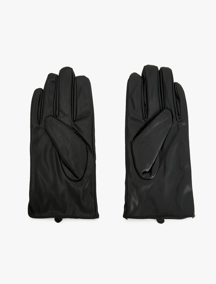 Erkek Deri Görünümlü Eldiven Lastik Detaylı