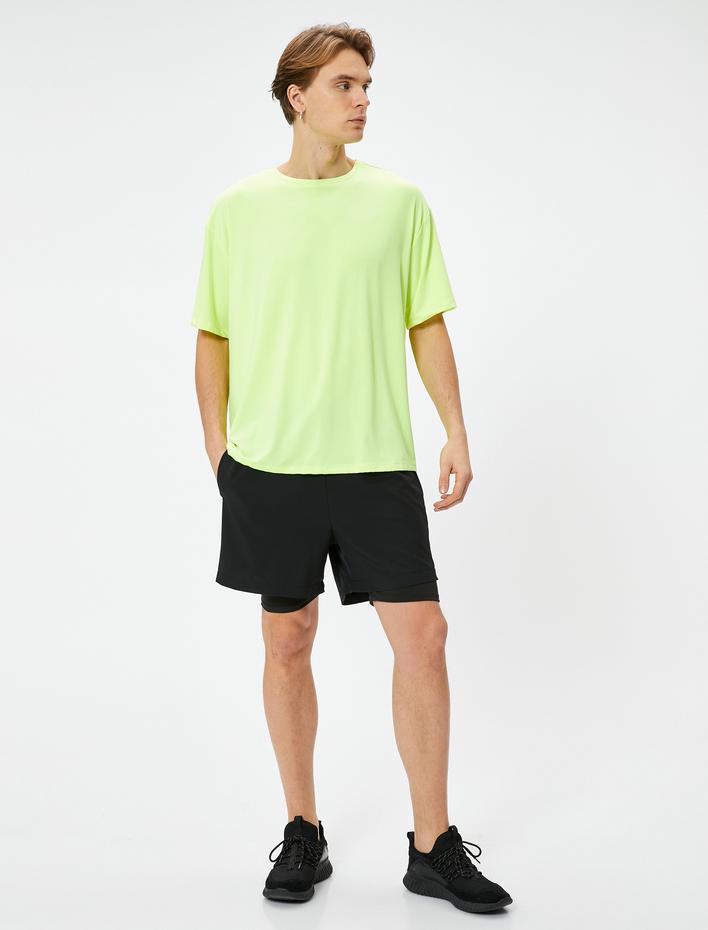  Taytlı Şort Spor Beli Bağcıklı Cep Detaylı