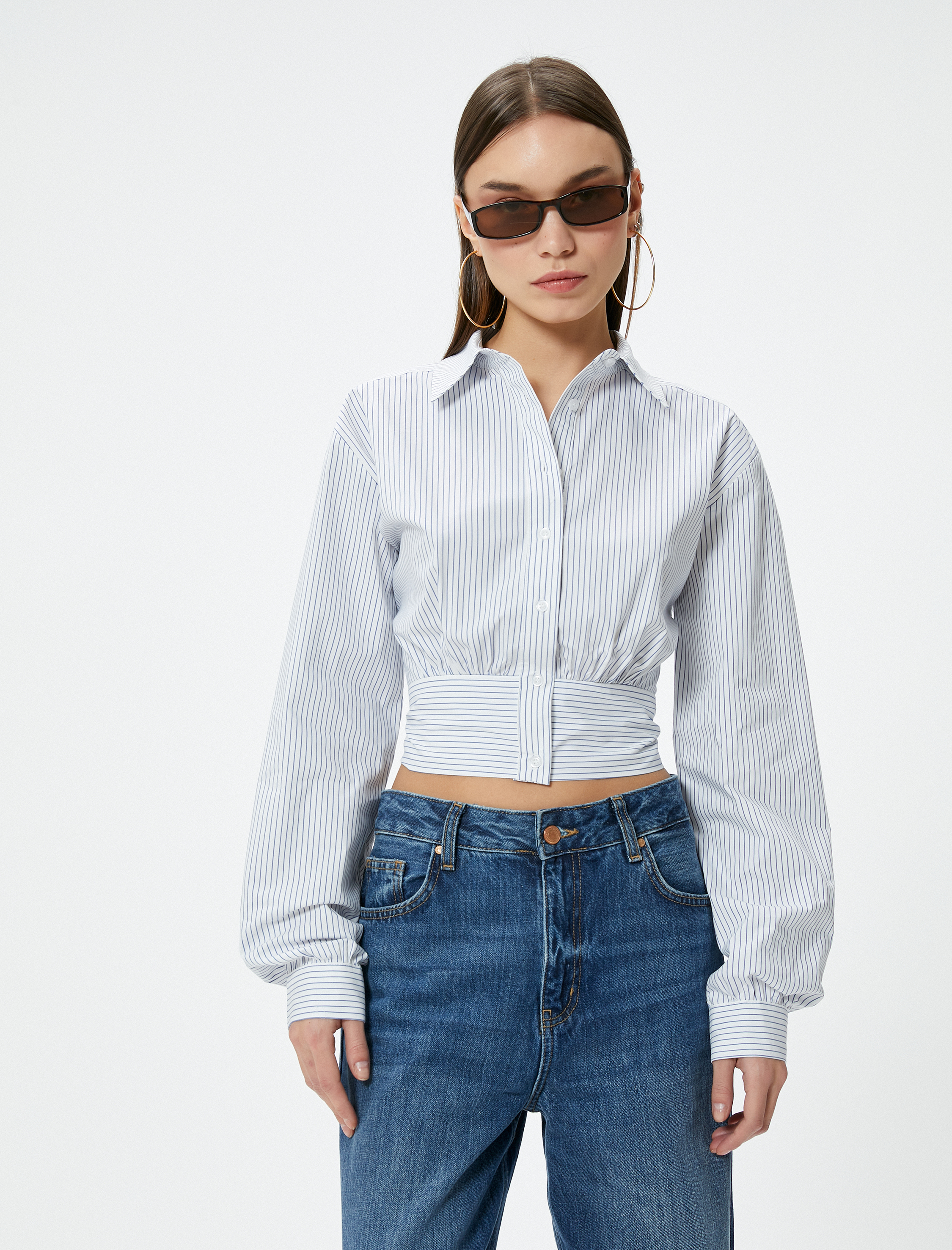   Kısa Gömlek Uzun Kollu Klasik Yaka Slim Fit Pamuklu