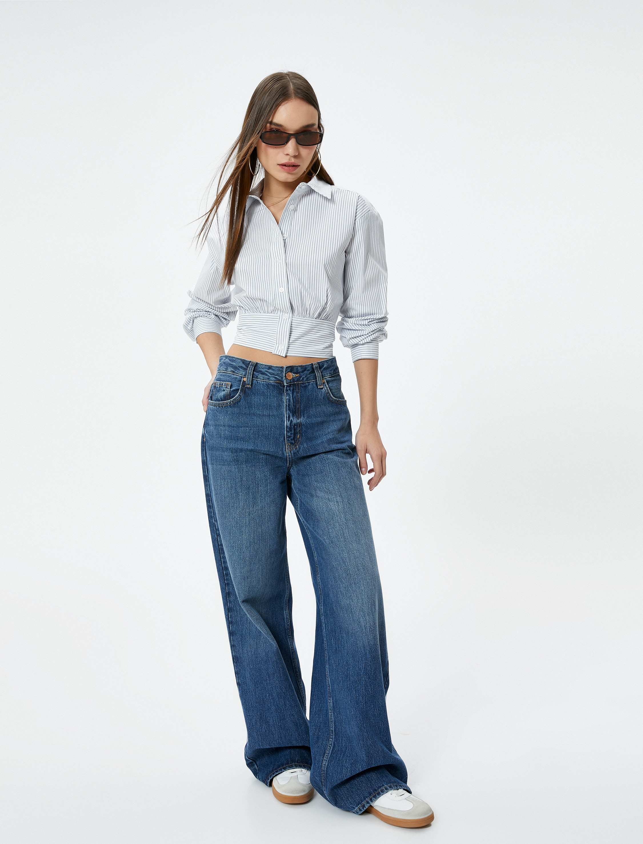   Kısa Gömlek Uzun Kollu Klasik Yaka Slim Fit Pamuklu