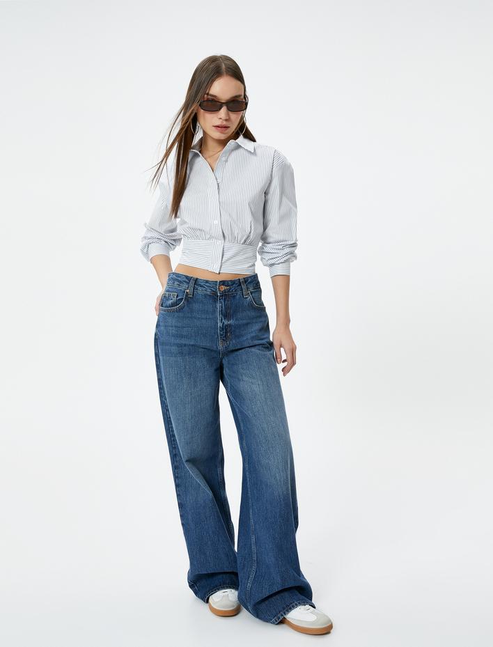  Kısa Gömlek Uzun Kollu Klasik Yaka Slim Fit Pamuklu