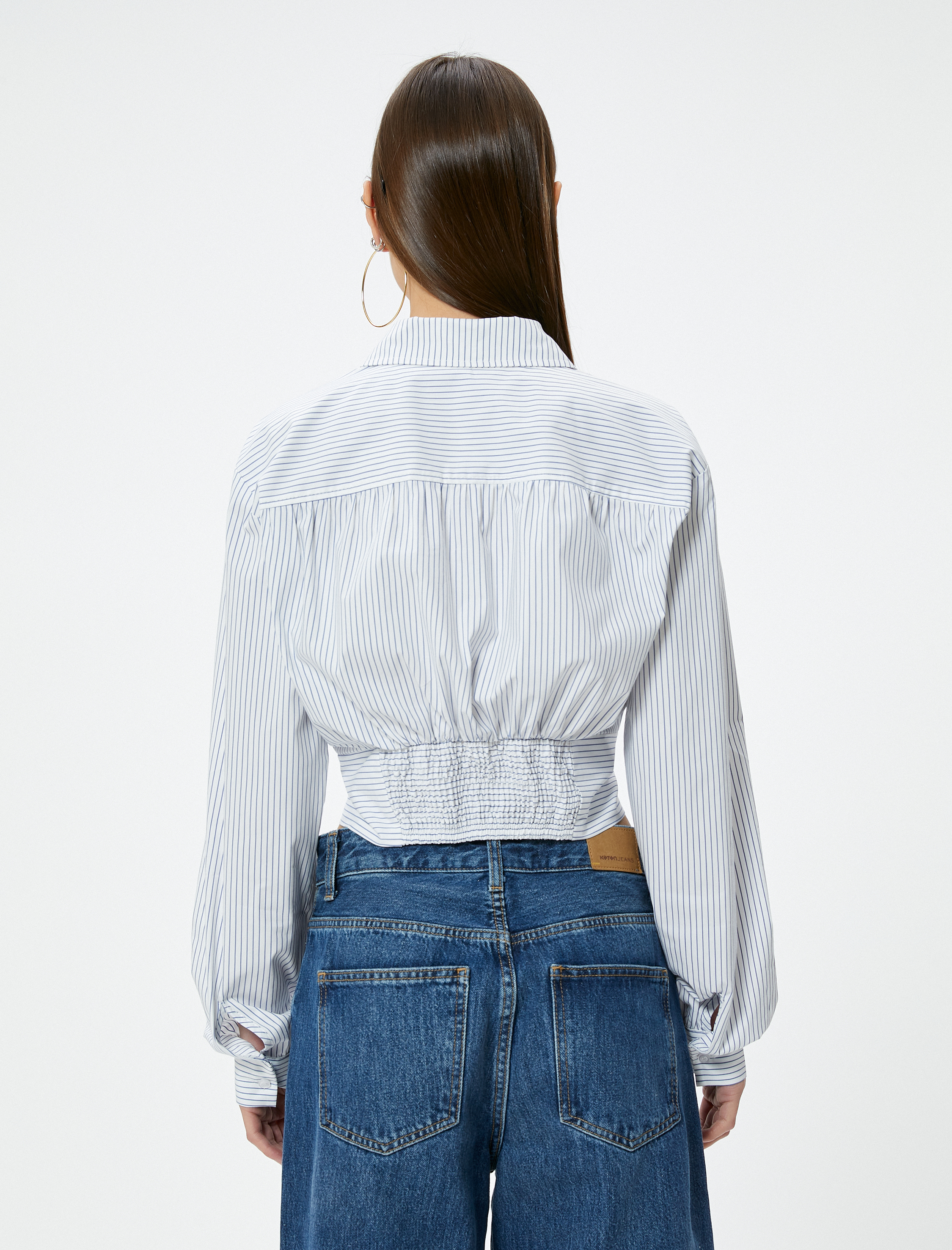   Kısa Gömlek Uzun Kollu Klasik Yaka Slim Fit Pamuklu