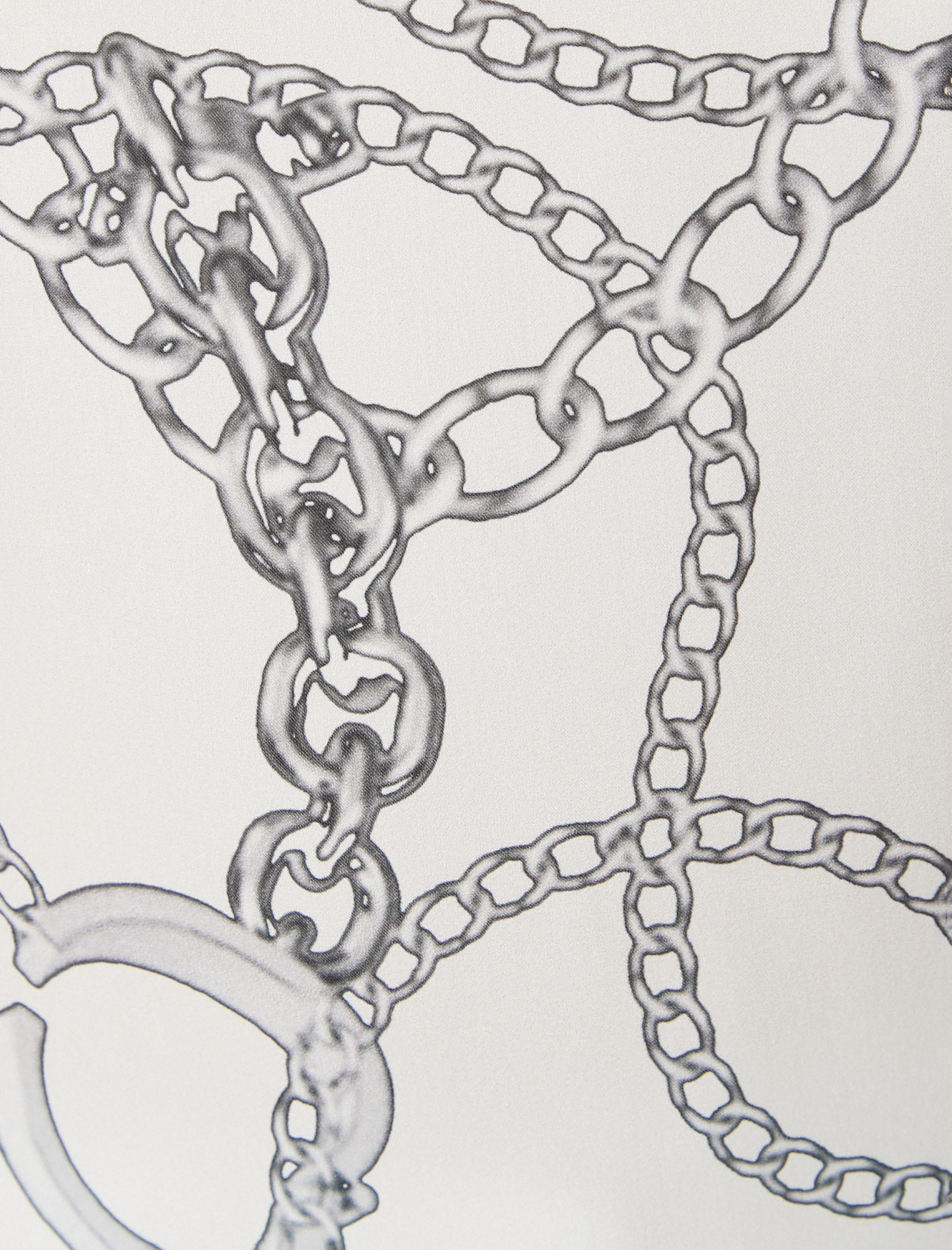   Degaje Yaka Bluz Şal Desenli Uzun Kollu