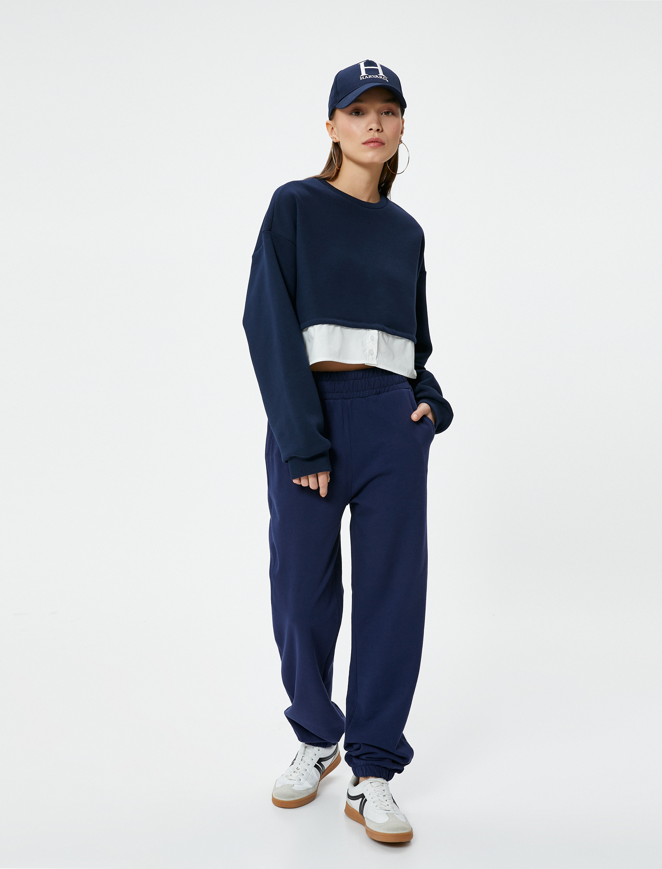   Şardonlu Jogger Eşofman Altı Beli Lastikli Cepli Rahat Kalıp