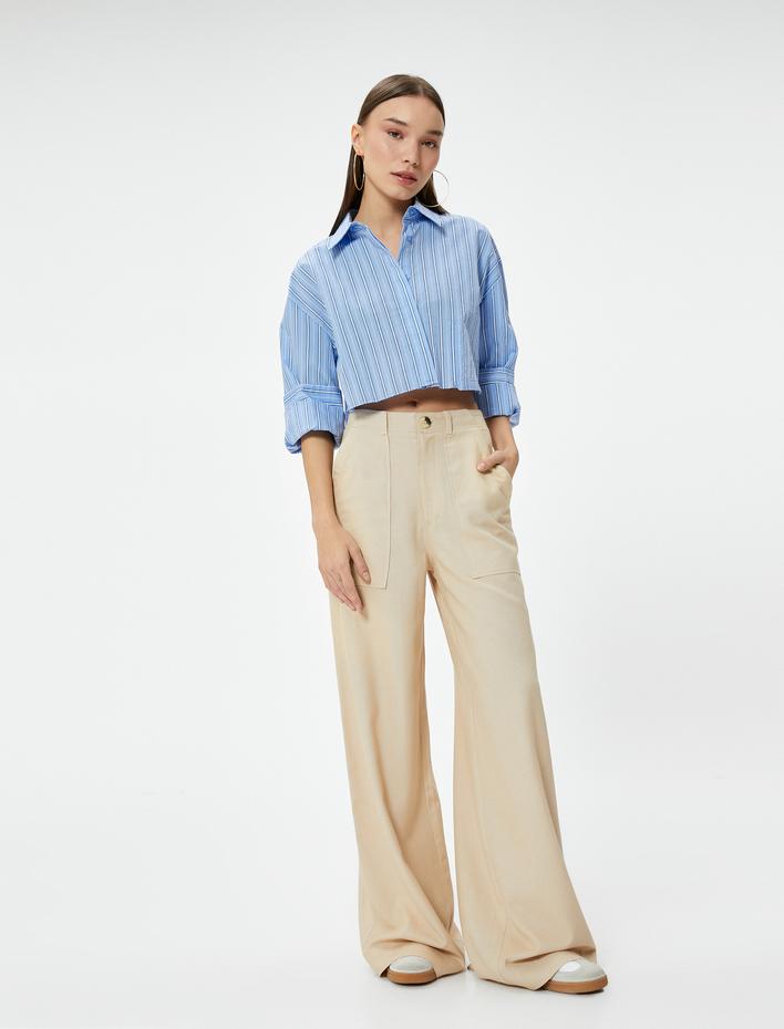  Bol Paça Keten Pantolon Cepli Standart Bel