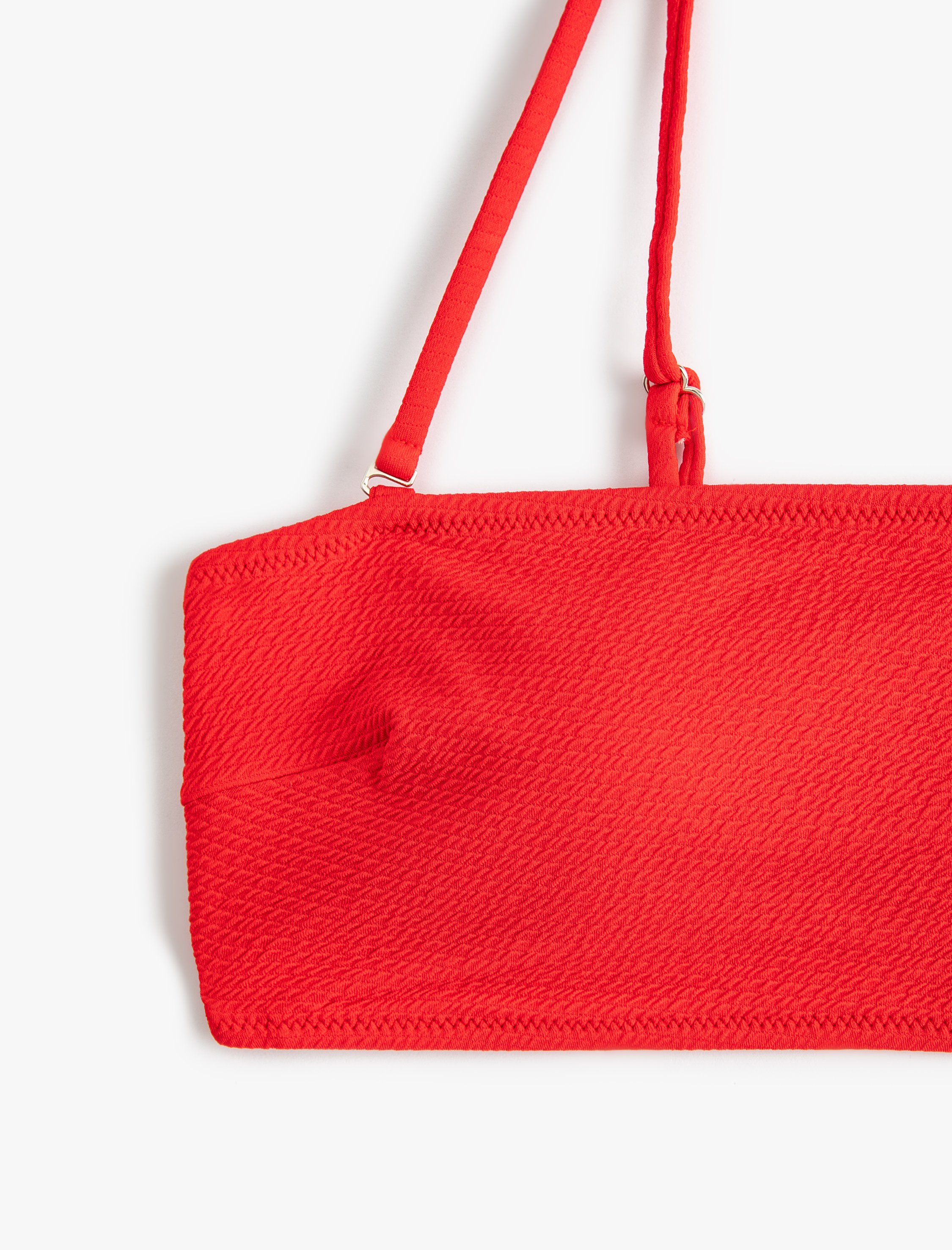   Straplez Bikini Üstü Dokulu Çıkarılabilir Askılı Kaplı