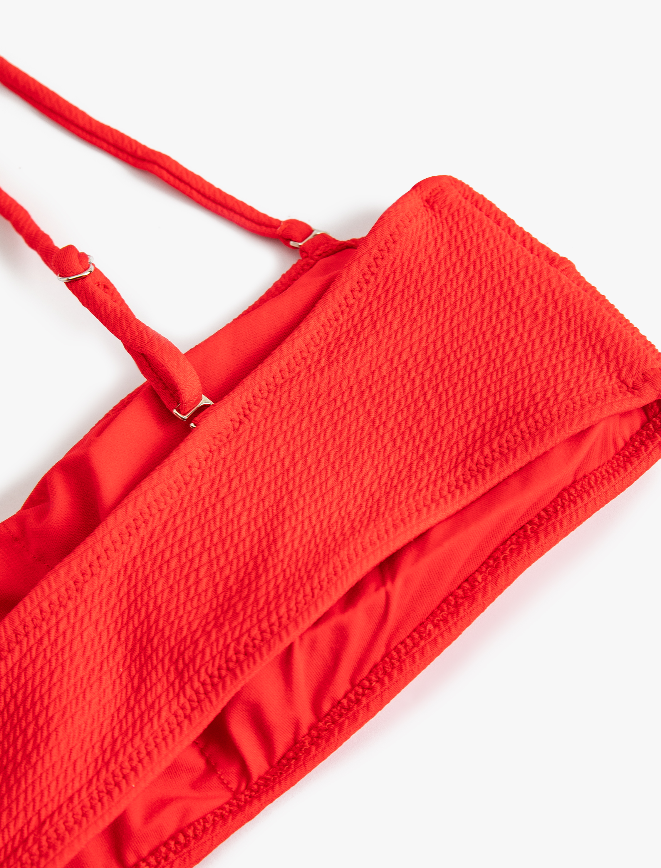   Straplez Bikini Üstü Dokulu Çıkarılabilir Askılı Kaplı