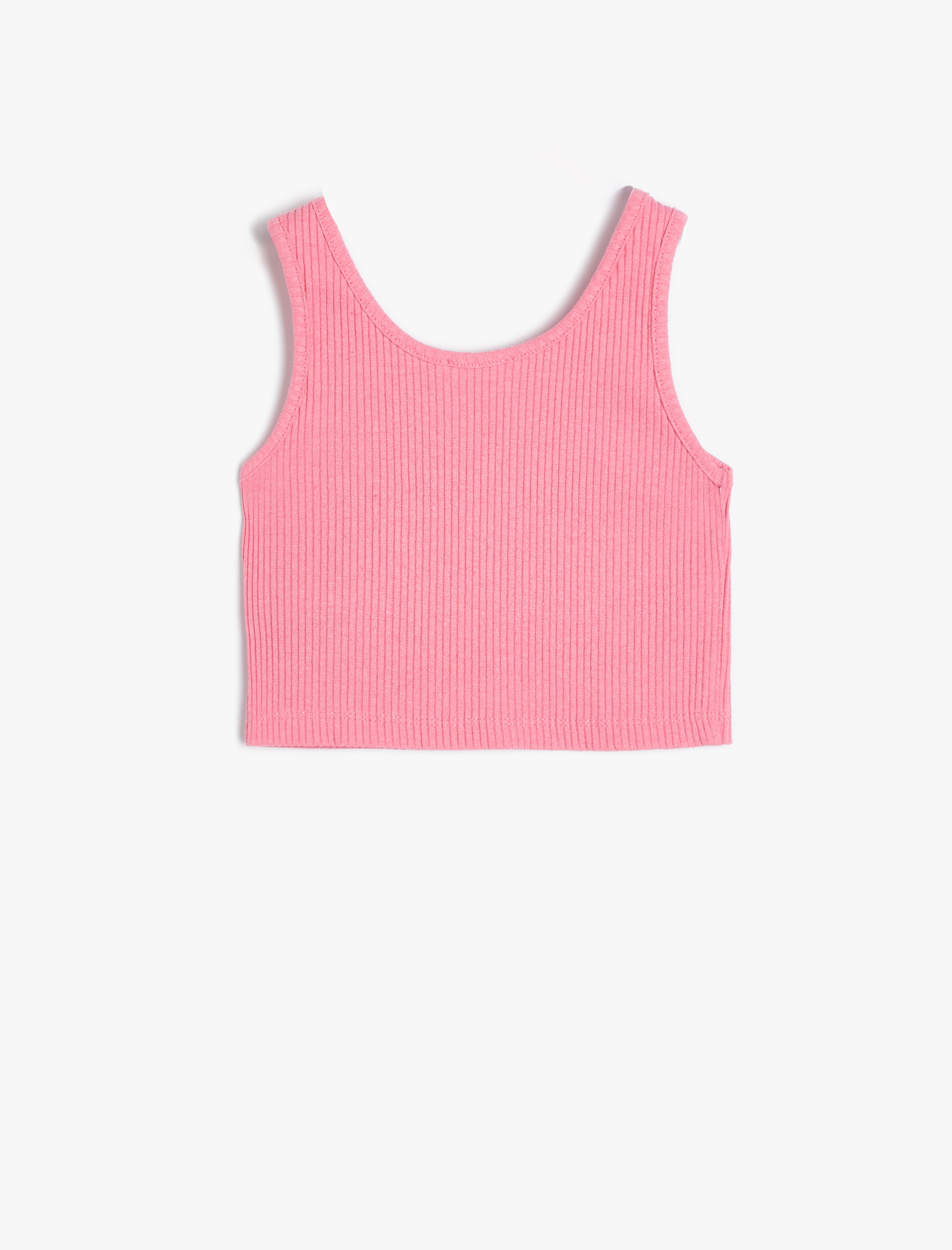  Kız Çocuk Crop Atlet Slogan Baskılı Ribanalı Kalın Askılı Bisiklet Yaka