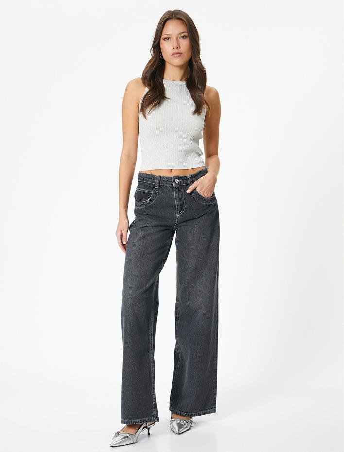  Fitilli Atlet Simli Bisiklet Yaka Kolsuz