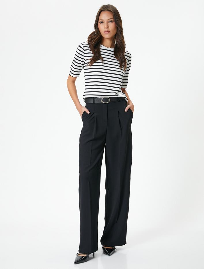  Slim Fit Tişört Bisiklet Yaka Kısa Kollu